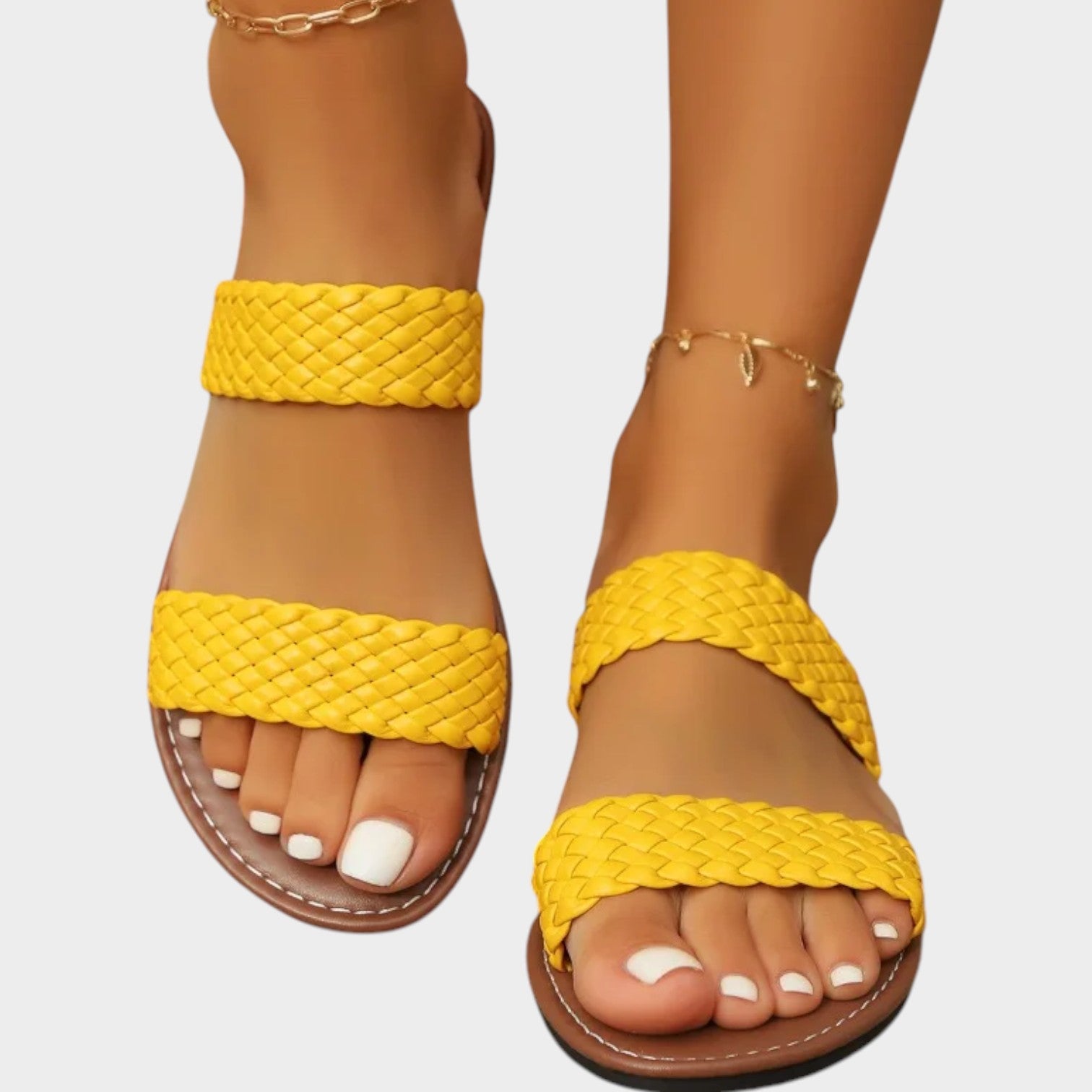 Woven Double Strap Slide Sandals