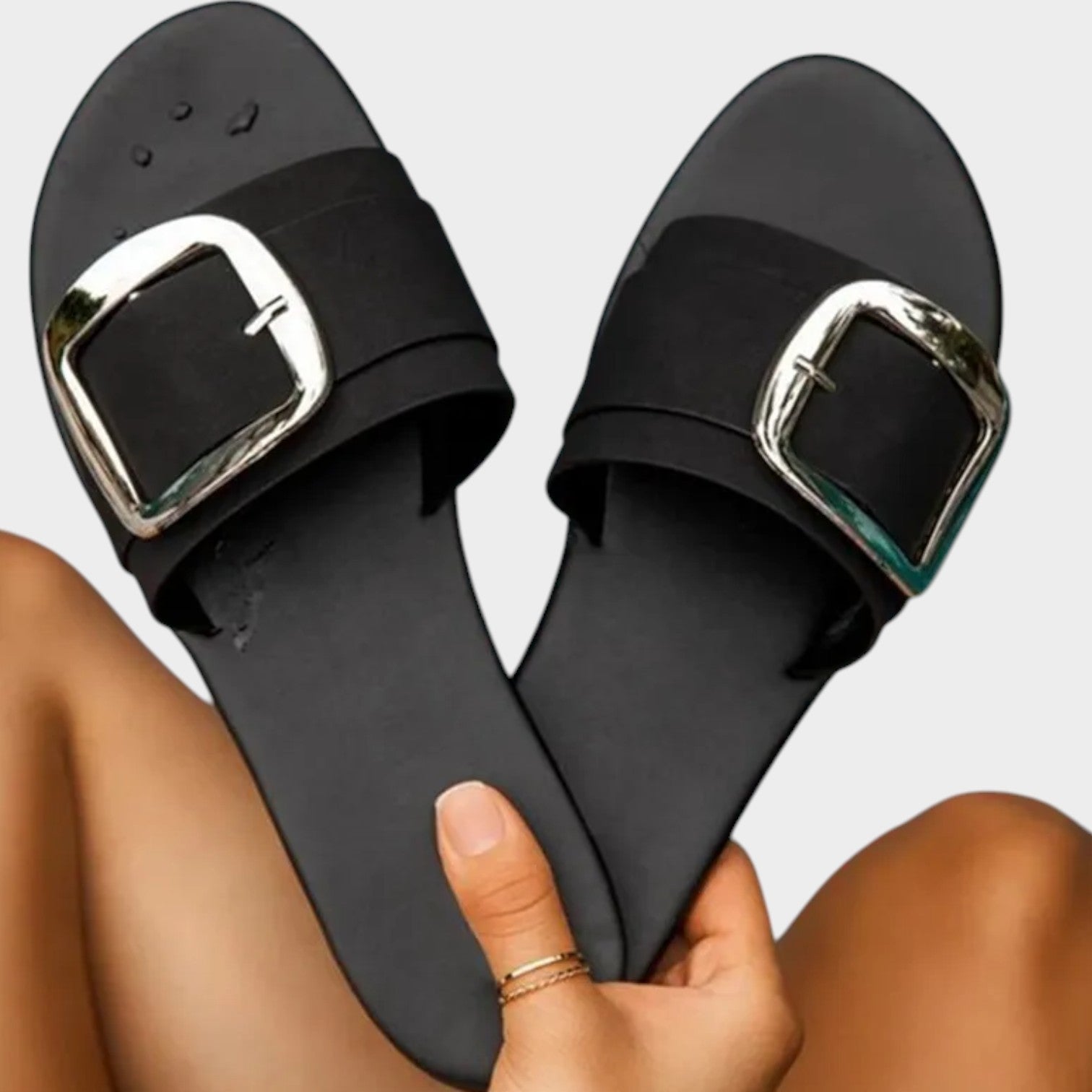 Flat Buckle Summer Slides