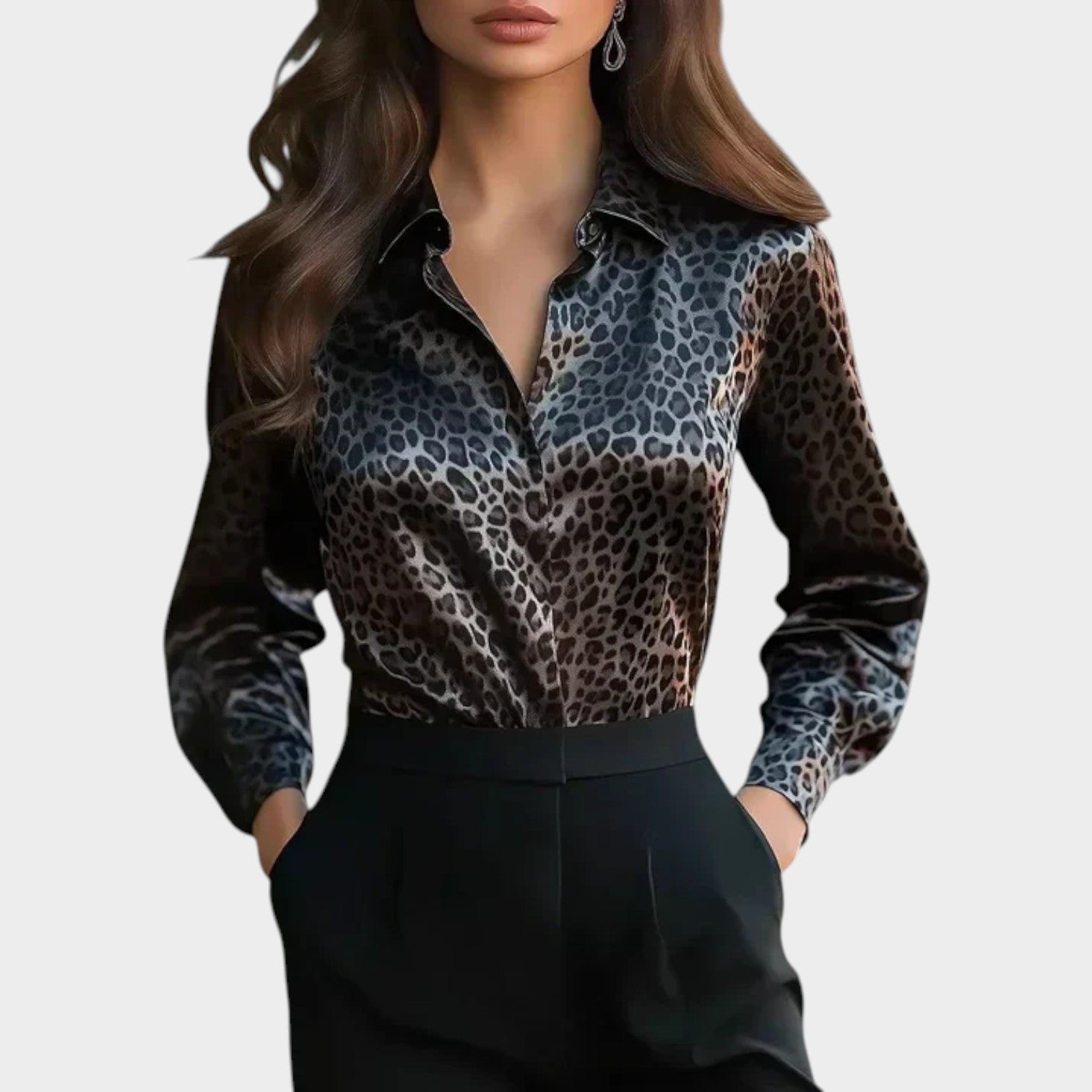 Animal Print Satin Blouse