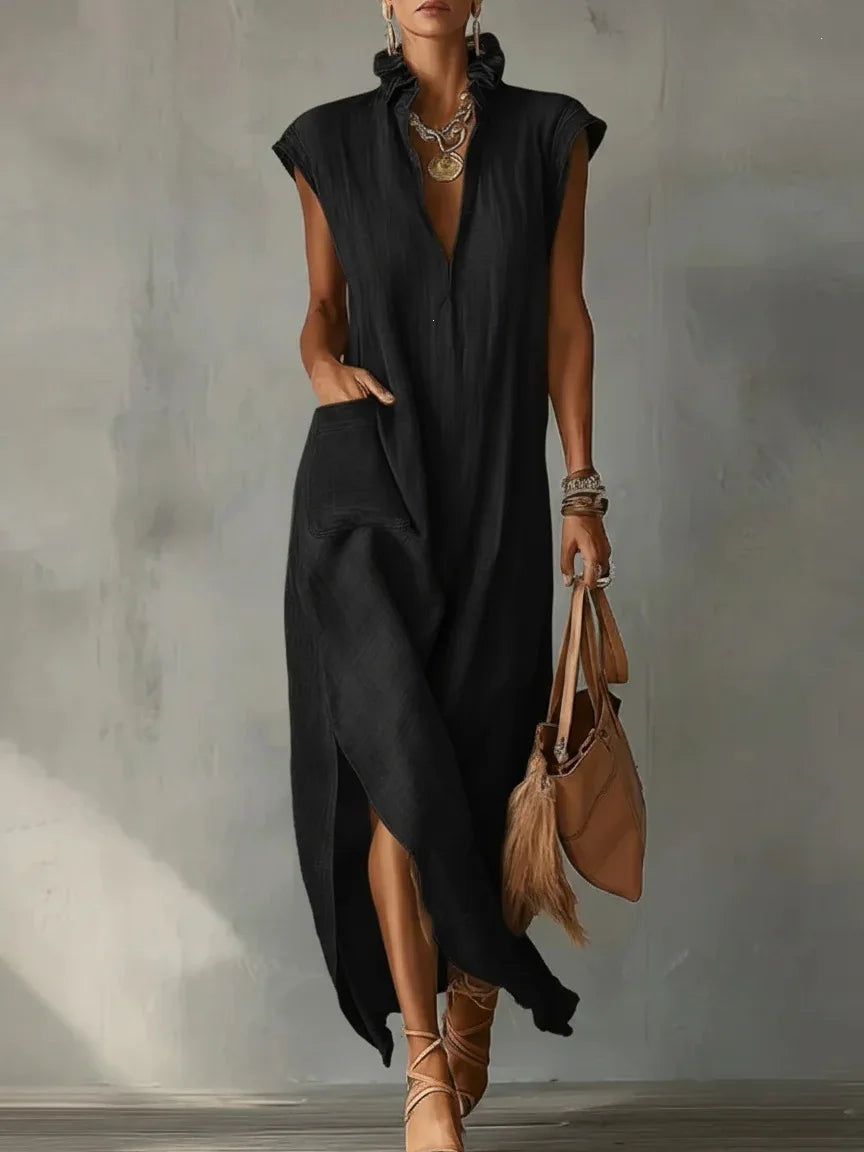 Relaxed Split-Hem Maxi Dress