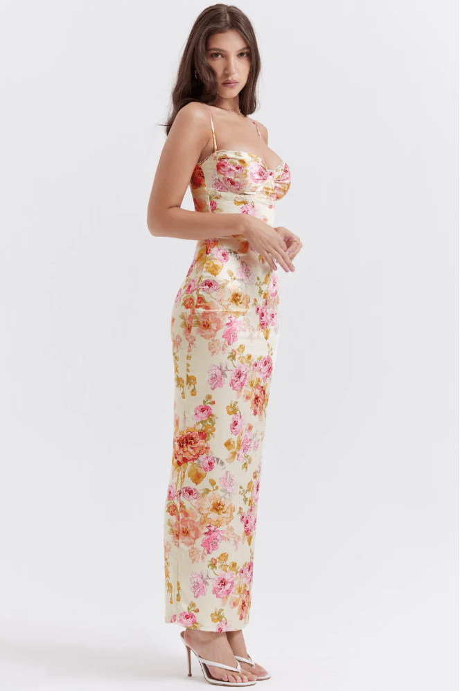 Katherine | Floral Spaghetti Strap Dress for Women - Perfect for Wedding Guests