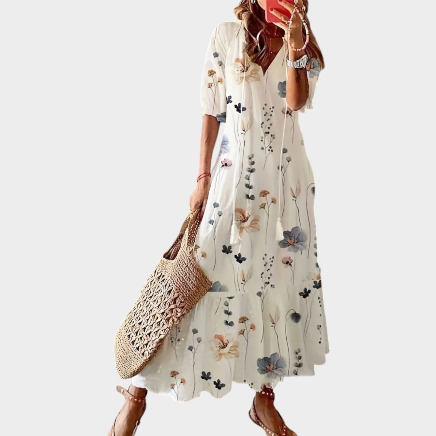 Boho Floral Casual V-Neck Summer Dress