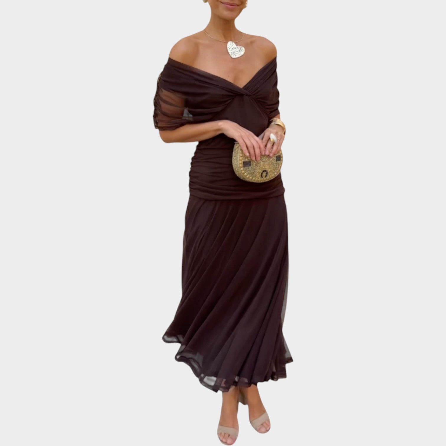 Off-Shoulder Midi Dress