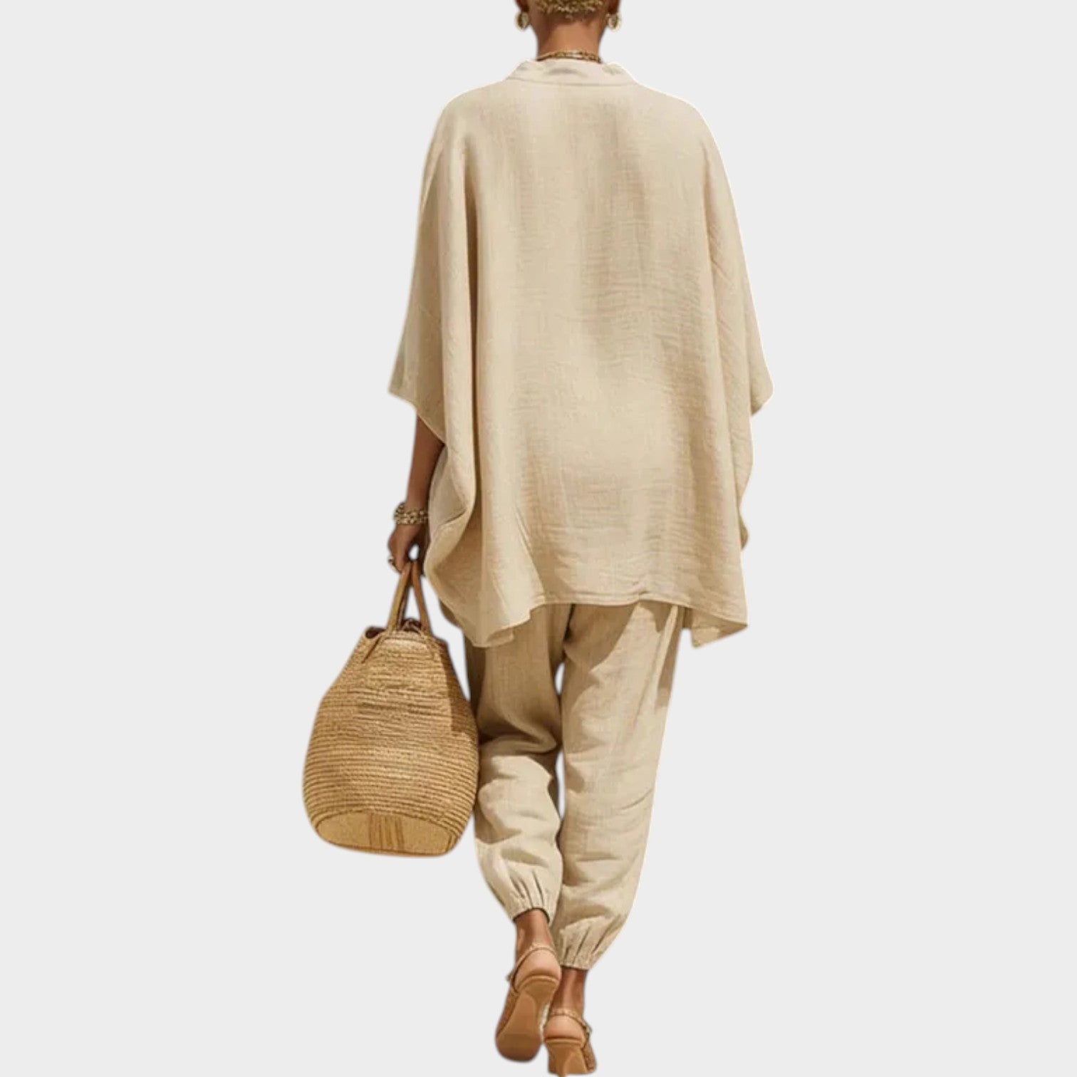 Linen Two Piece Set Oversized Top & Jogger Pants
