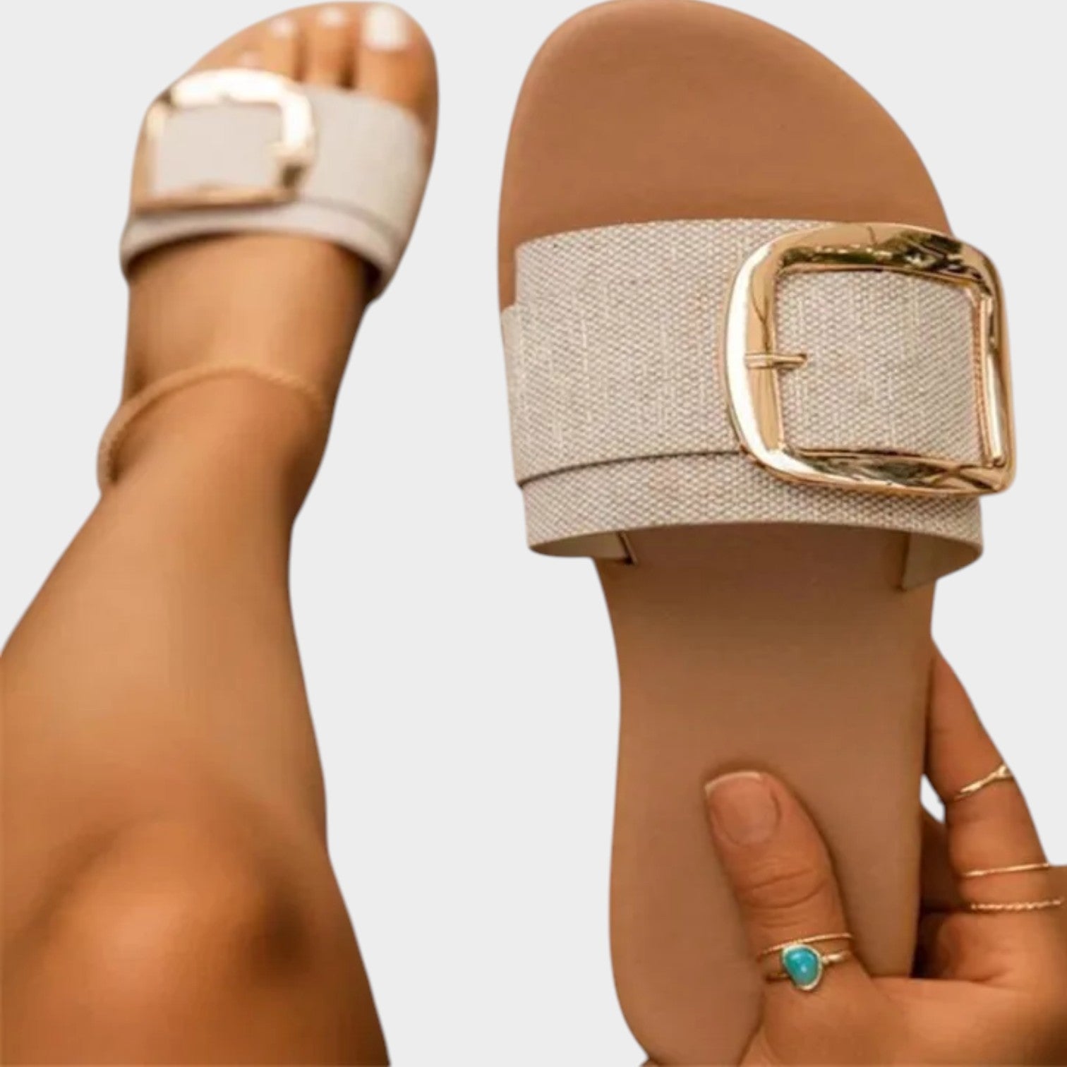 Flat Buckle Summer Slides