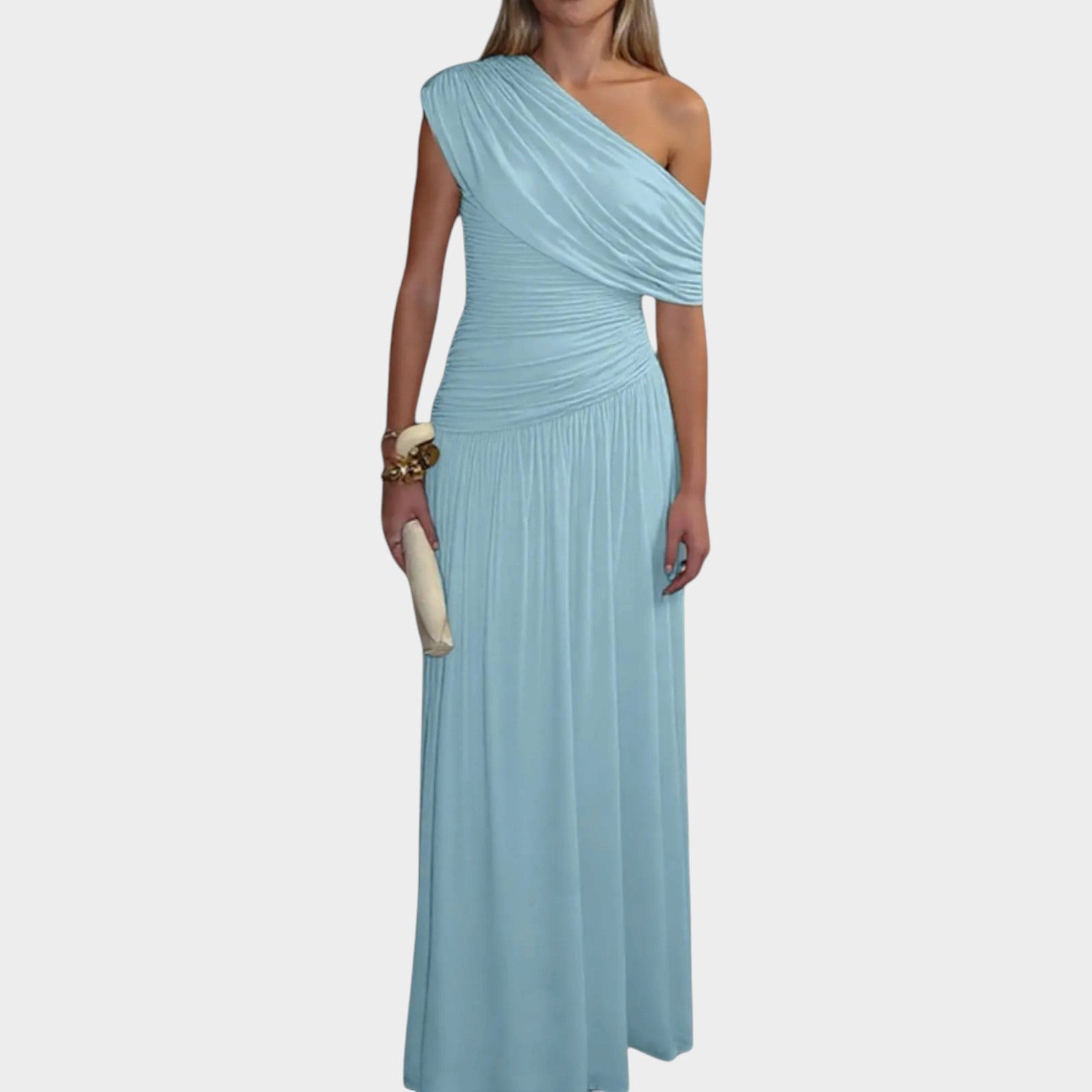 One Shoulder Ruched Formal Maxi Dress