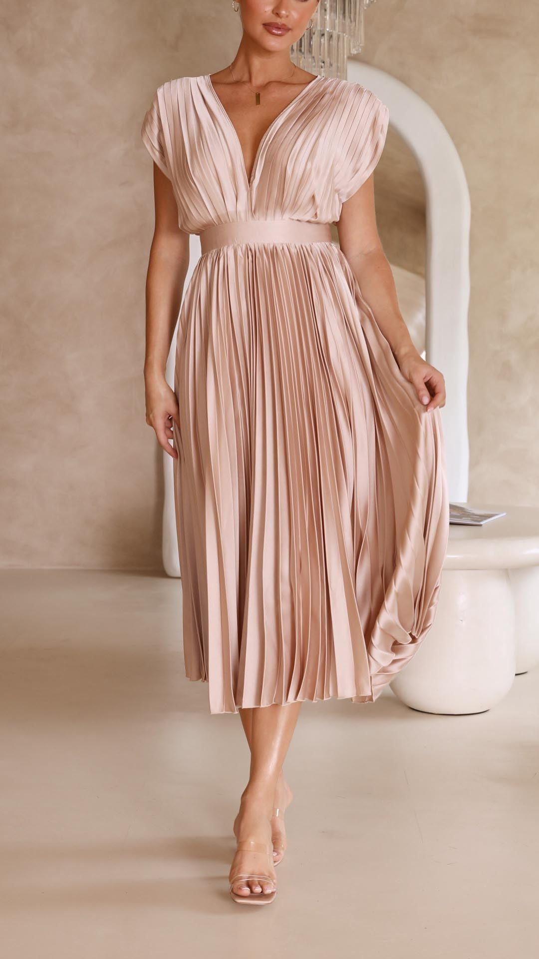Maria™ | Chic Pleated Maxi Dress