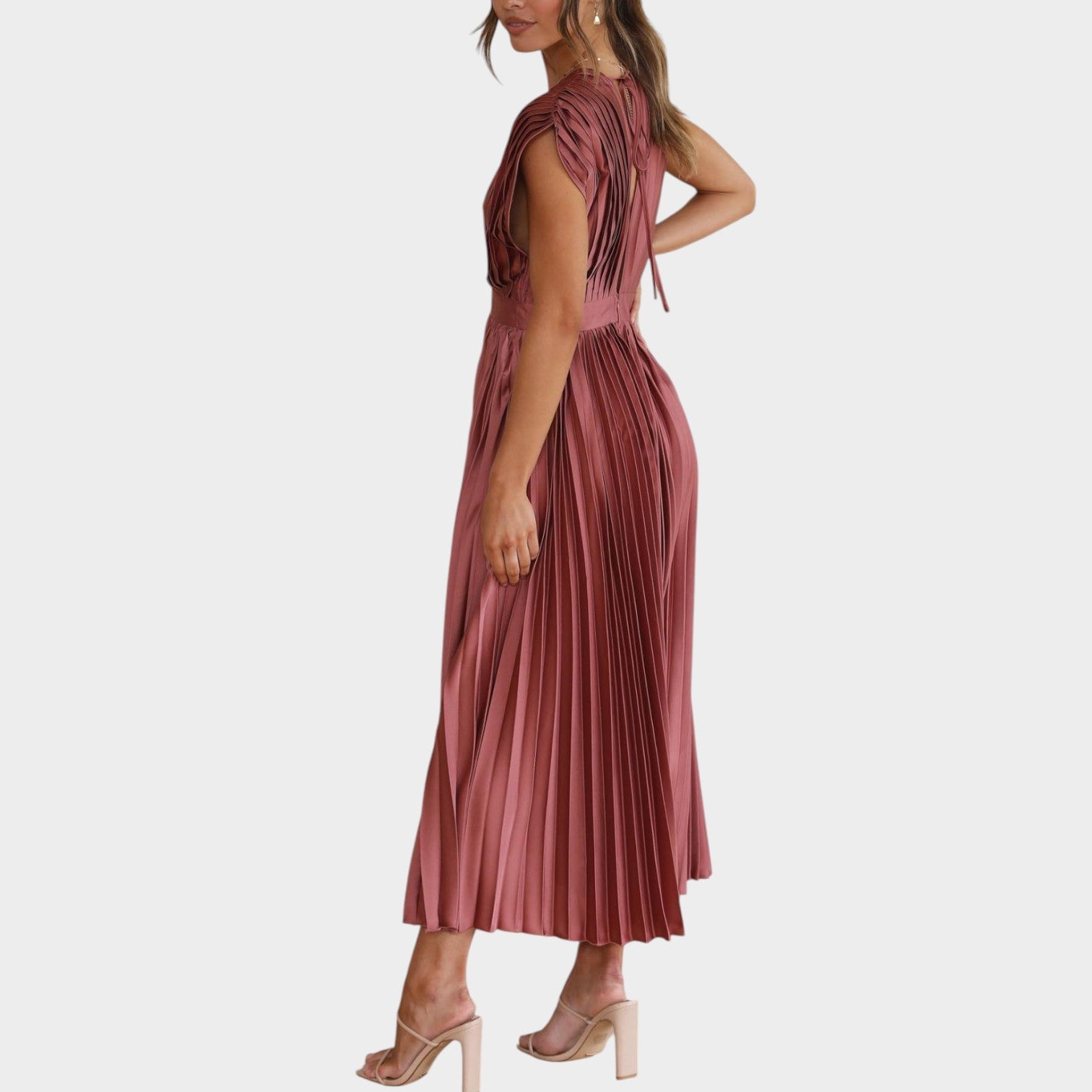 Pleated Wedding Guest Midi Dress