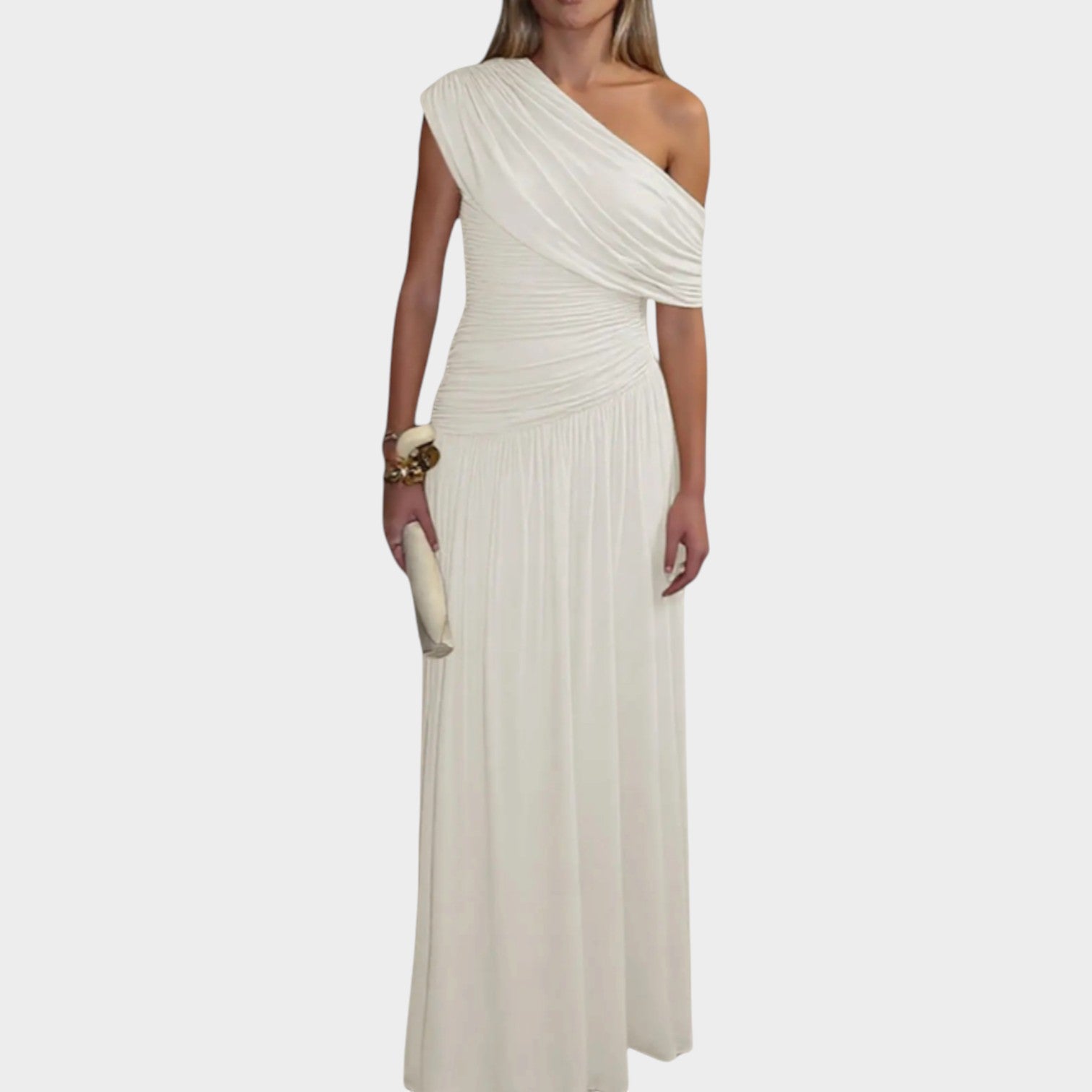 One Shoulder Ruched Formal Maxi Dress
