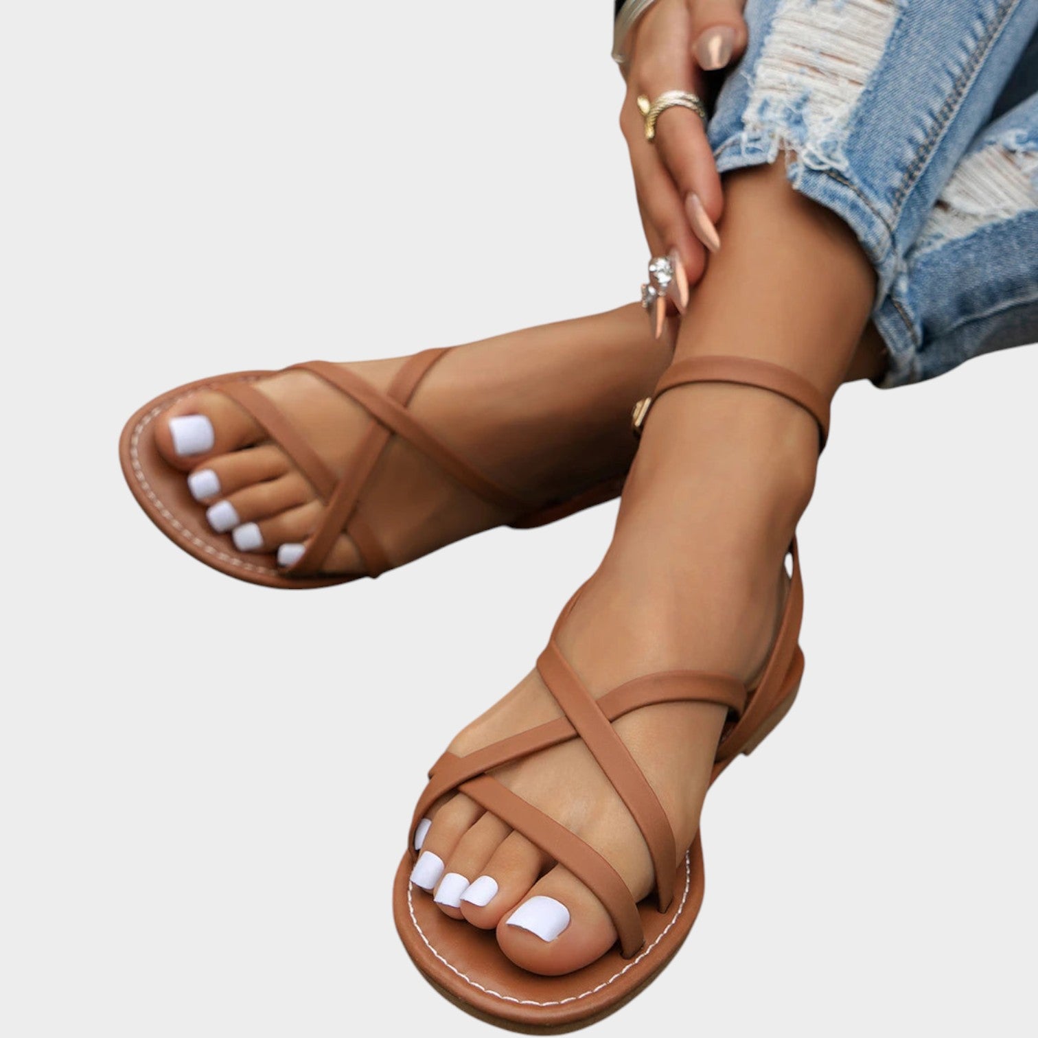Strappy Flat Leather Sandals
