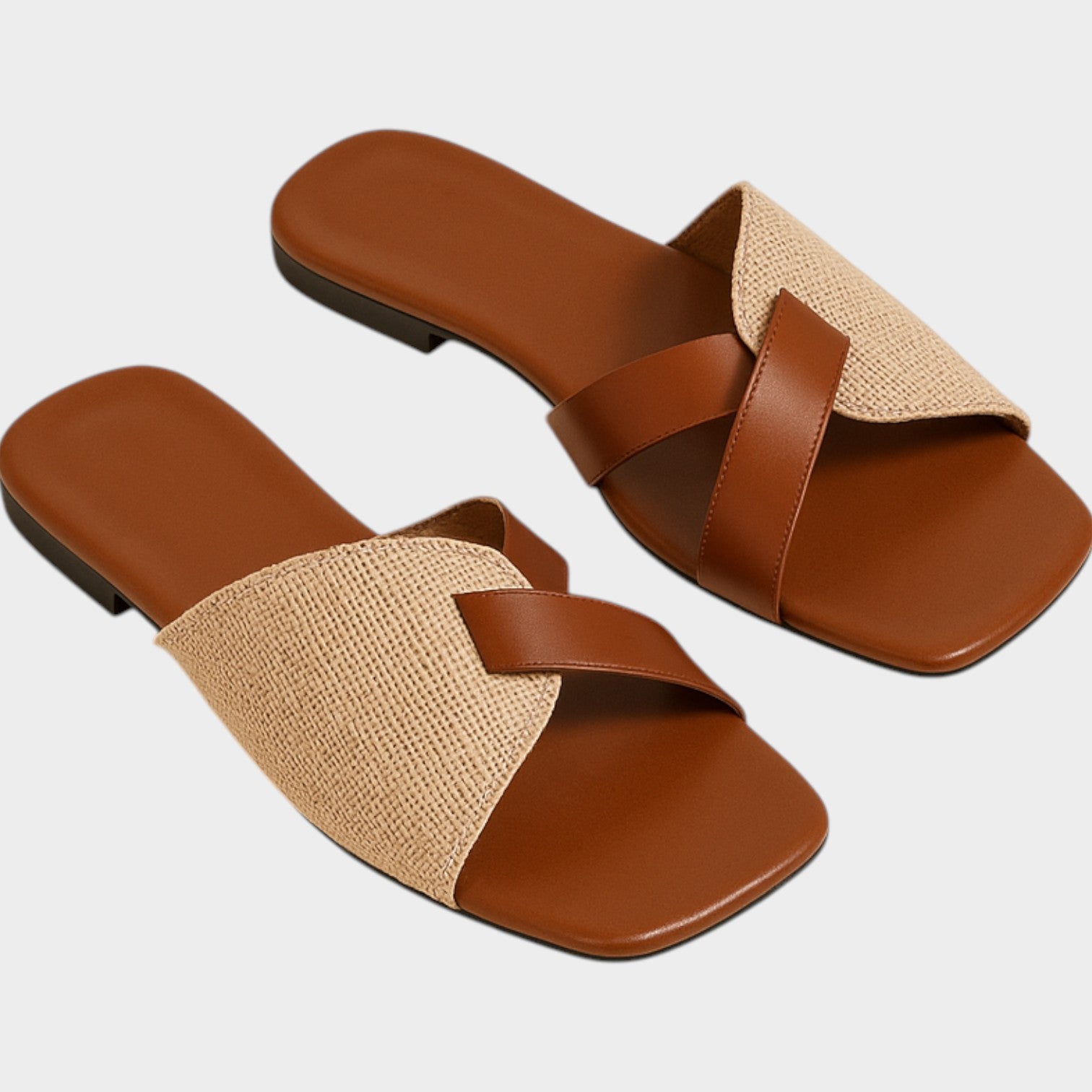 Woven Cross Strap Slide Sandals