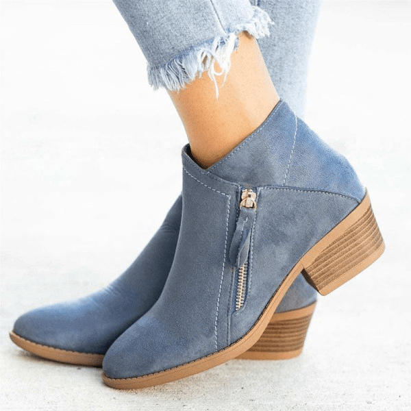 Mona™ Women's Ankle Boots – Low Heel with Side-Zip Closure