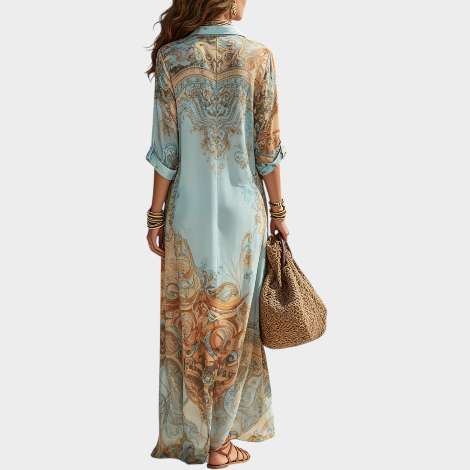 Printed Shirt Maxi Dress