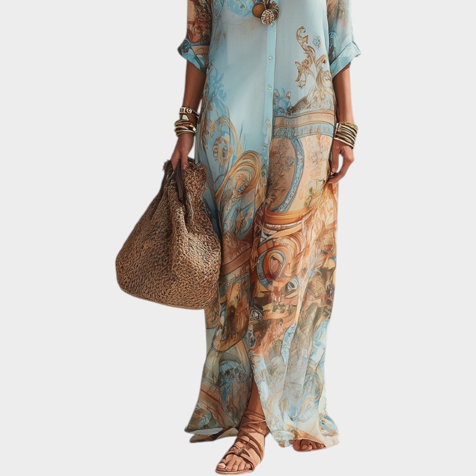 Printed Shirt Maxi Dress