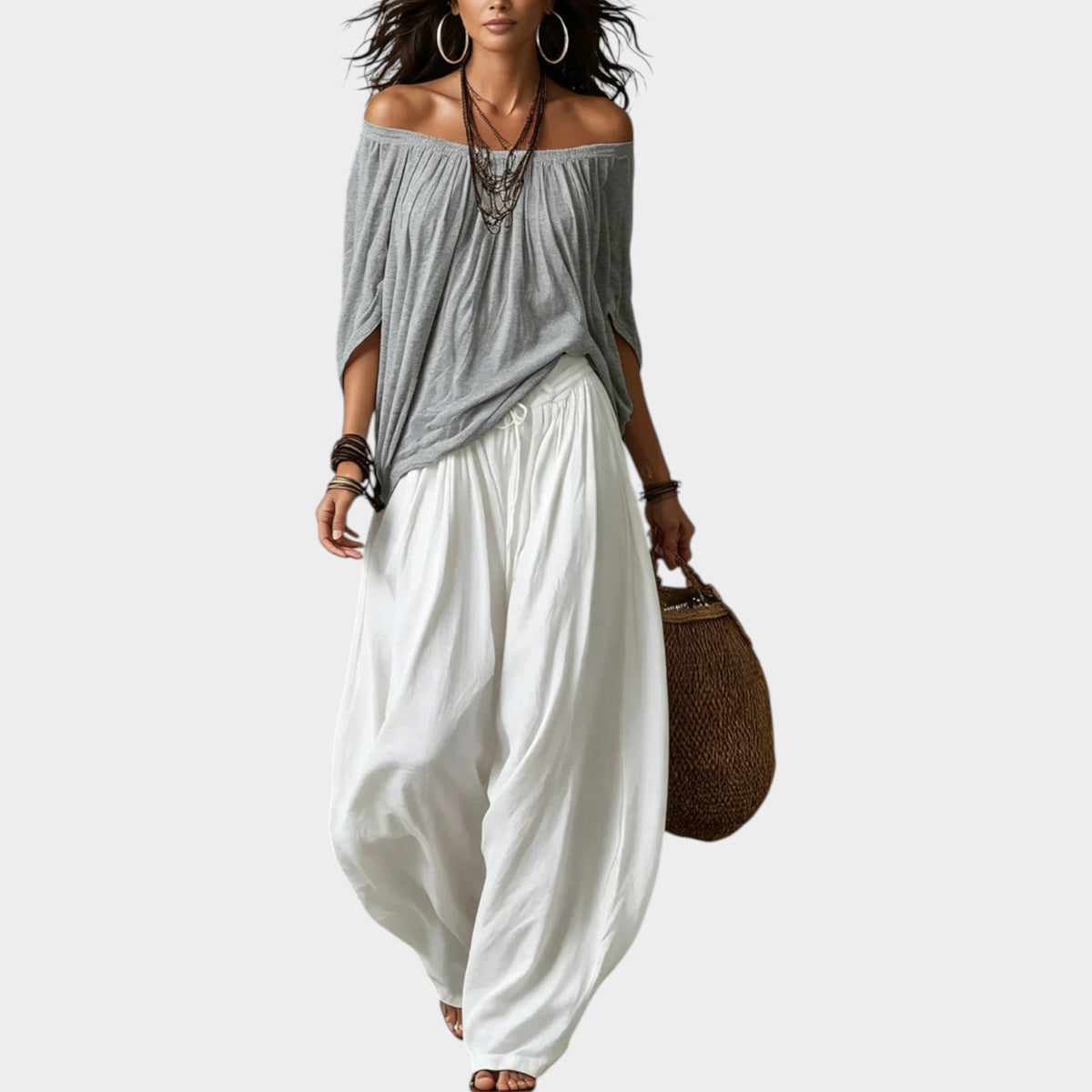 Women's Two Piece Set Boho Top and Harem Pants