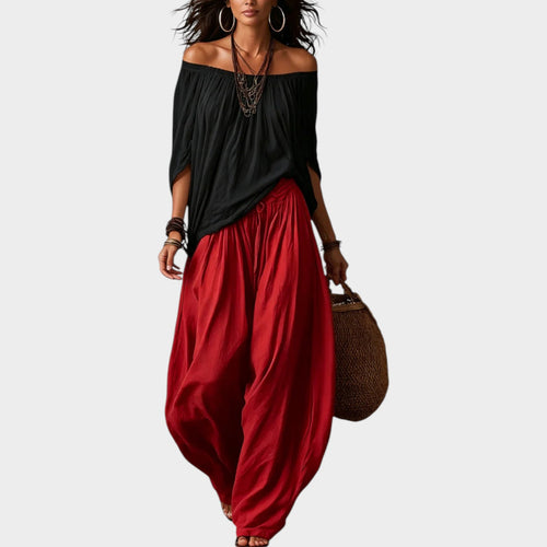 Women's Two Piece Set Boho Top and Harem Pants