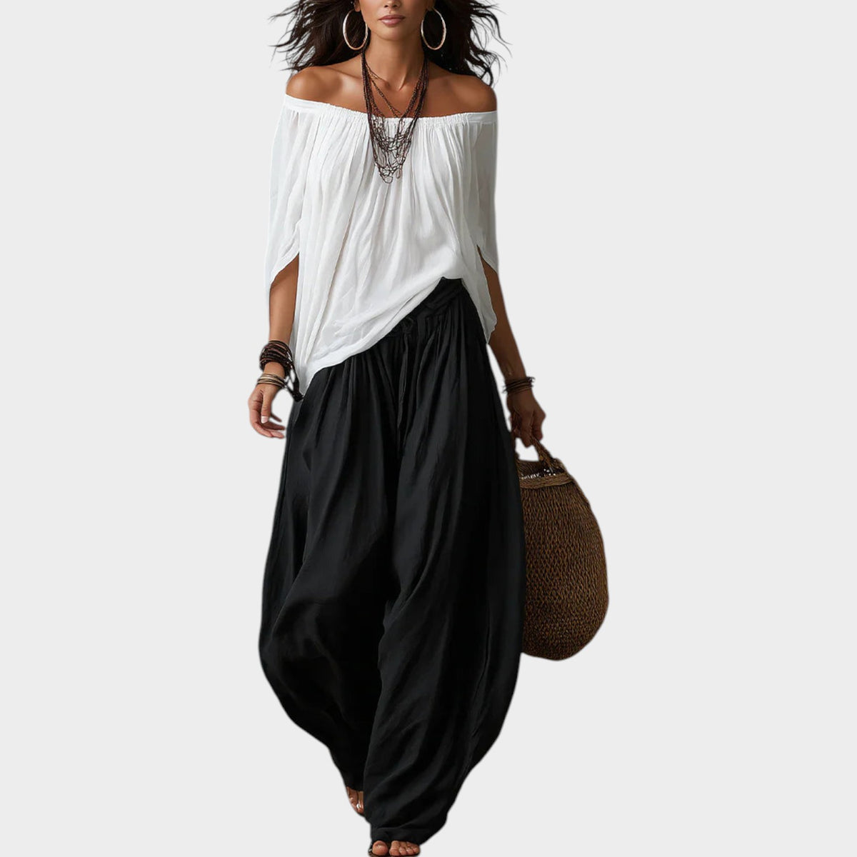 Women's Two Piece Set Boho Top and Harem Pants
