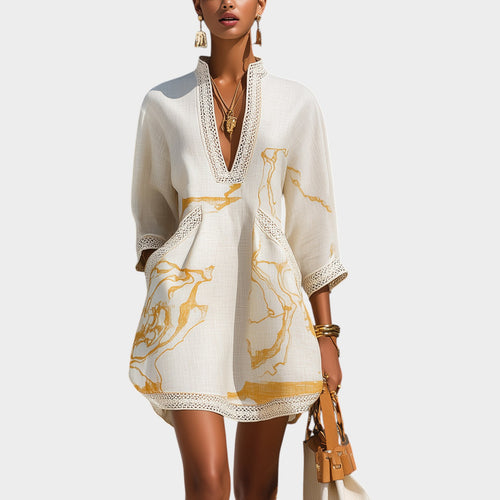 Women's Mini Dress V-Neck Crochet Lace