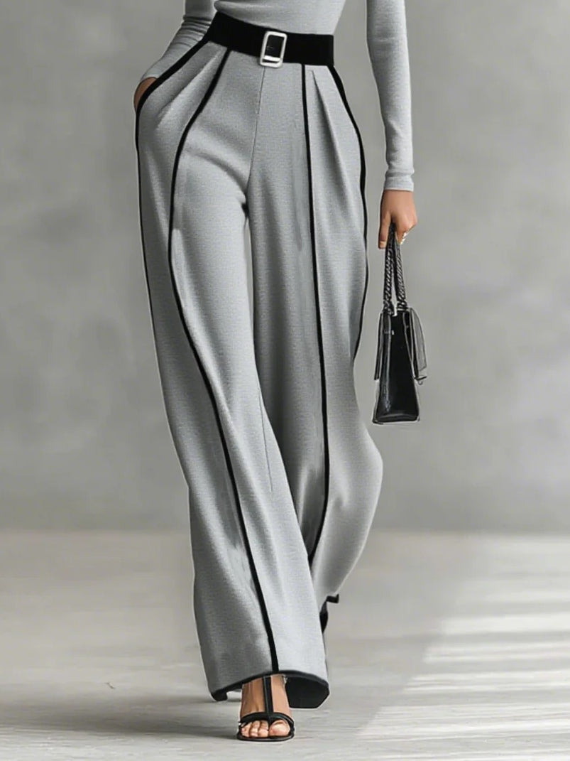 Linda™ | Belted High-Neck Top & Wide-Leg Pants Ensemble