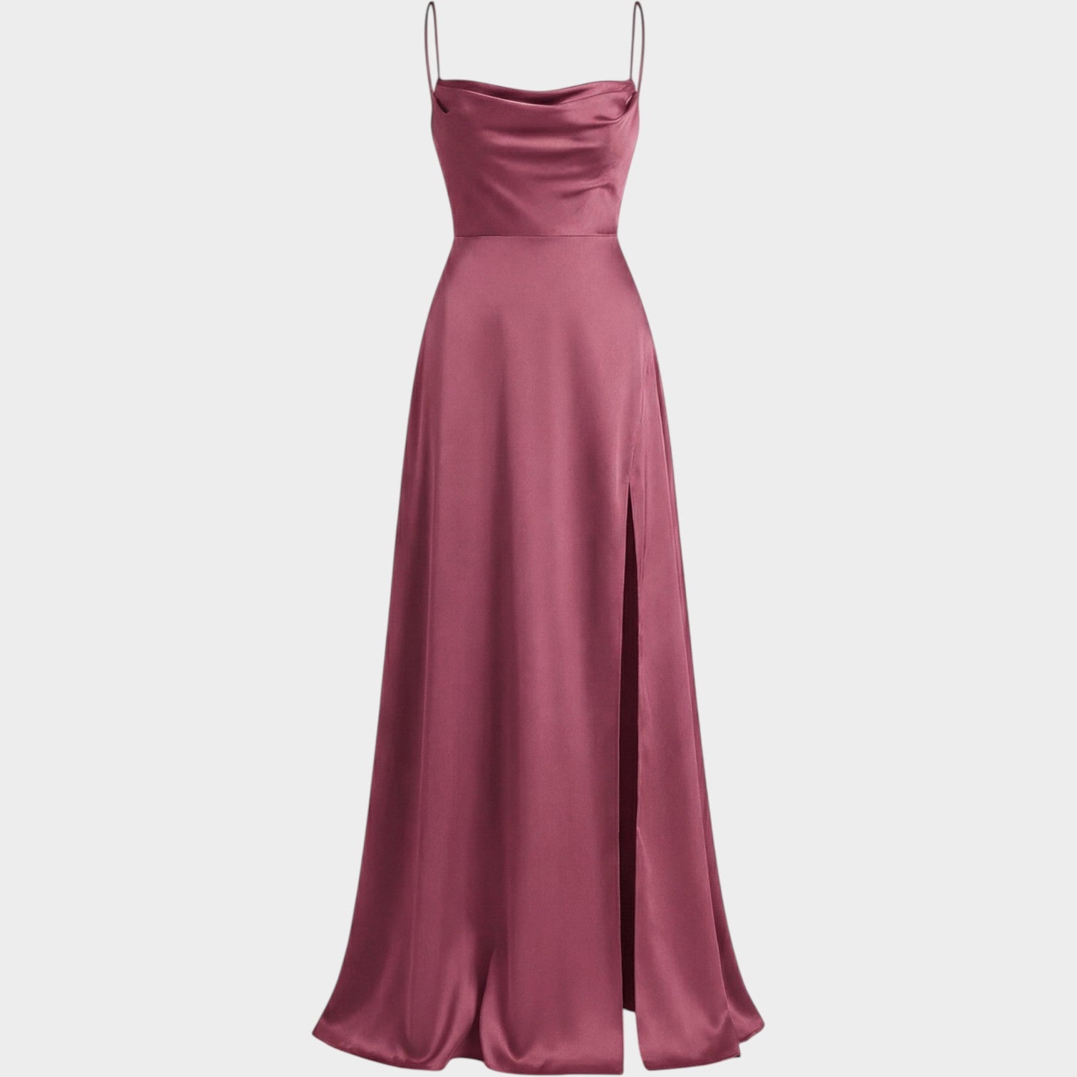 Formal Satin Maxi Dress with Thigh Split