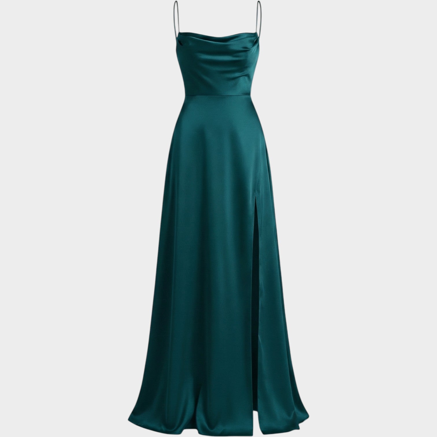Formal Satin Maxi Dress with Thigh Split