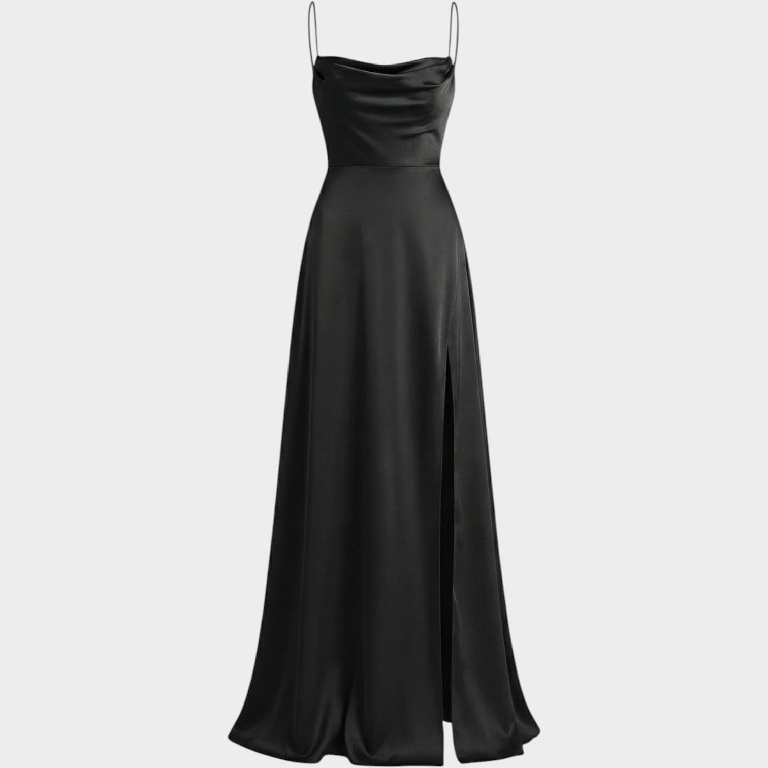 Formal Satin Maxi Dress with Thigh Split