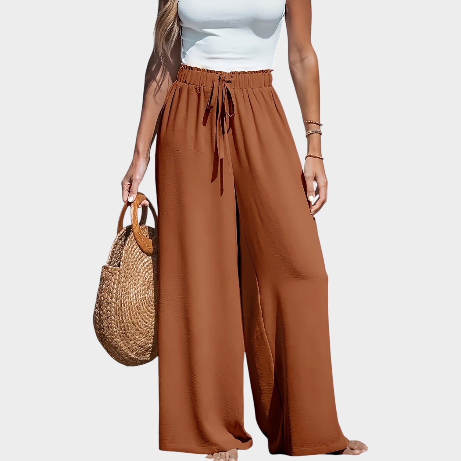 High Waisted Wide Linen Pants