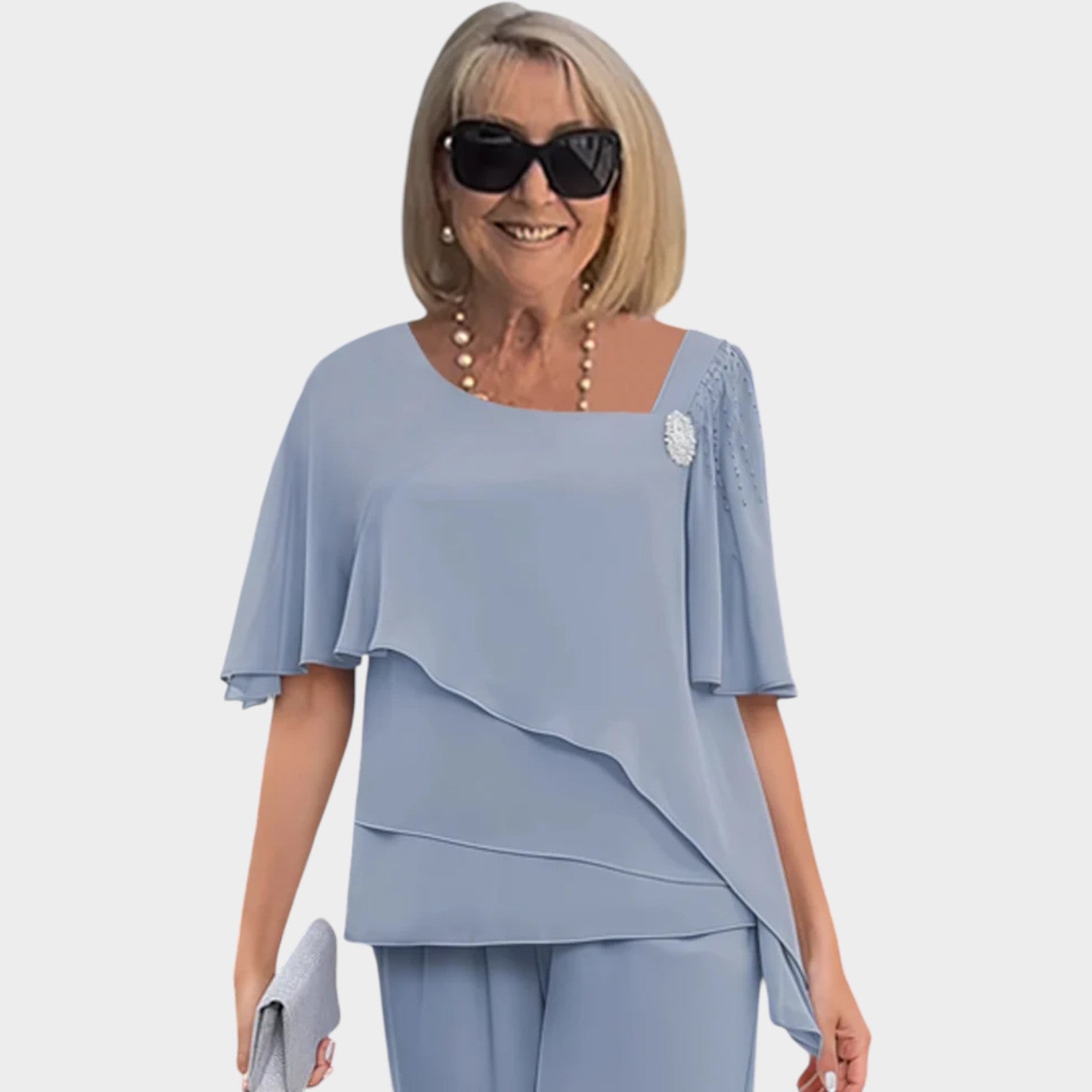 Formal Two Piece Elegant Chiffon Set