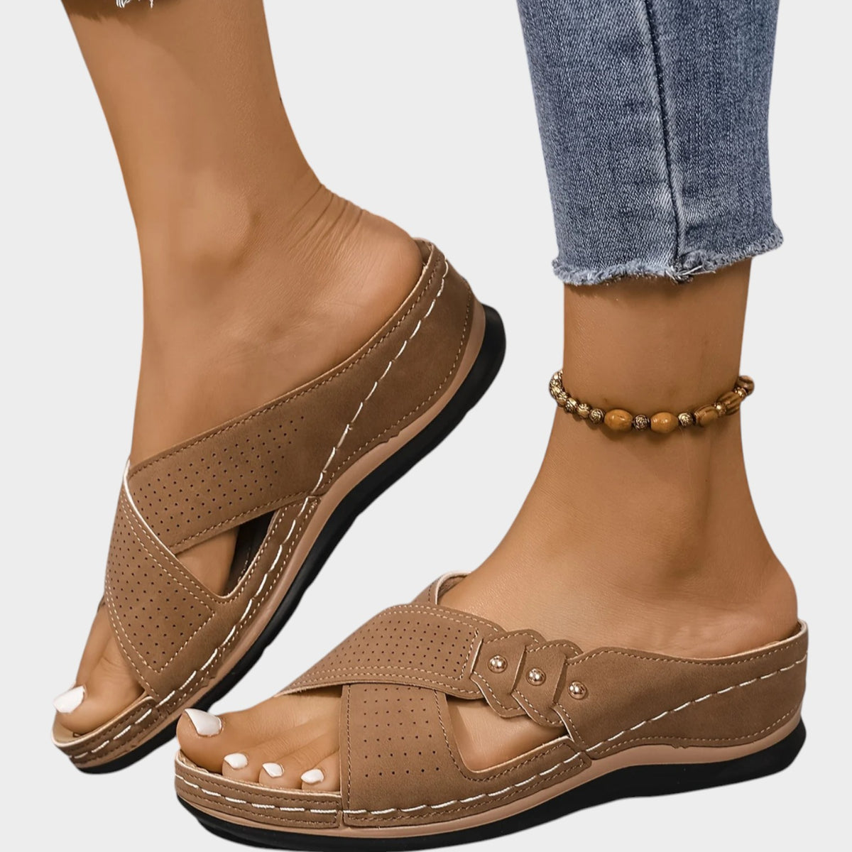 Women's Wedge Sandals with Cushioned Sole