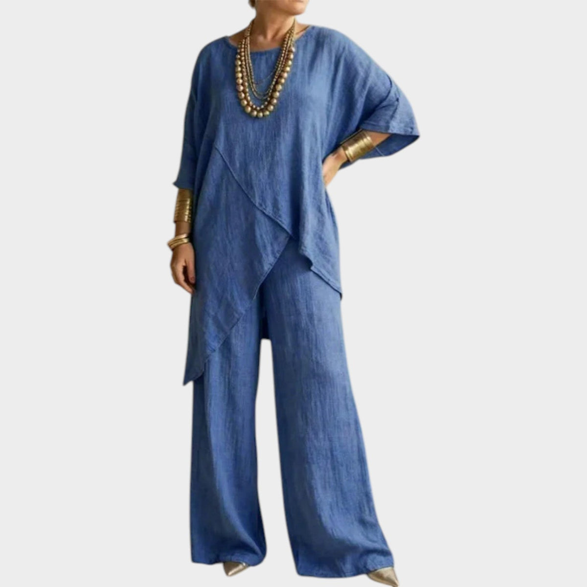 Women's Linen Matching Set Asymmetrical Two Piece