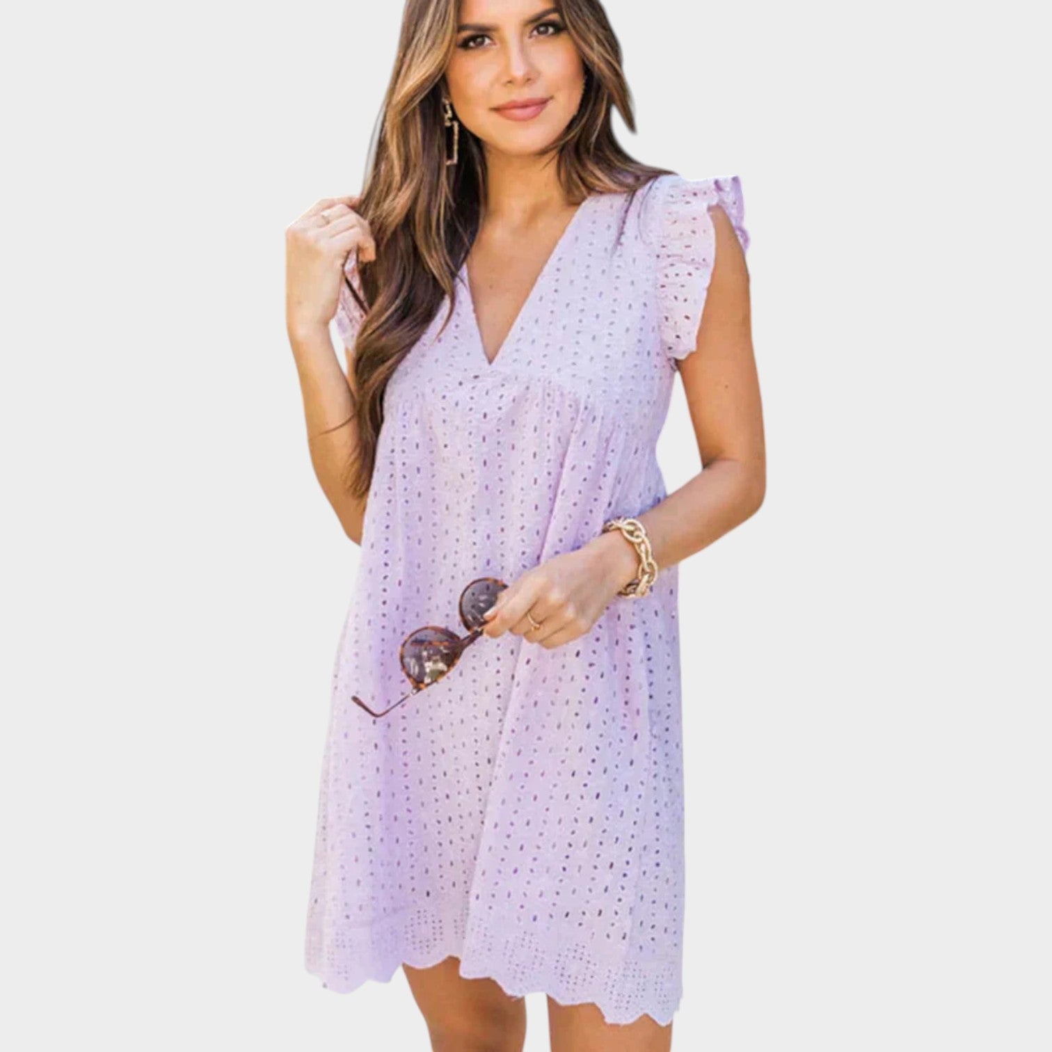 Eyelet V-Neck Summer Dress