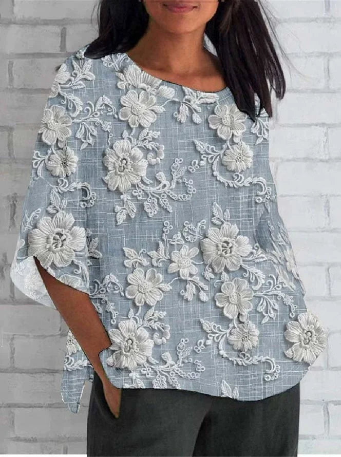 Diana™ | Retro Floral Easygoing Blouse