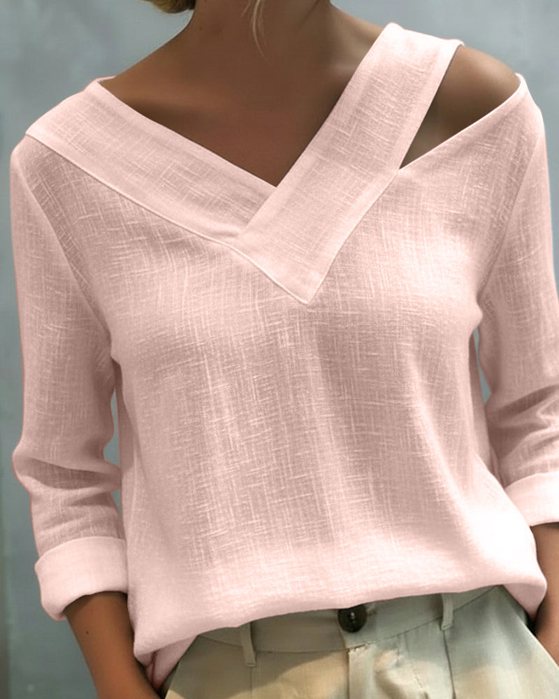 Aria | Women's Long Sleeve Top with Asymmetric V-Neck