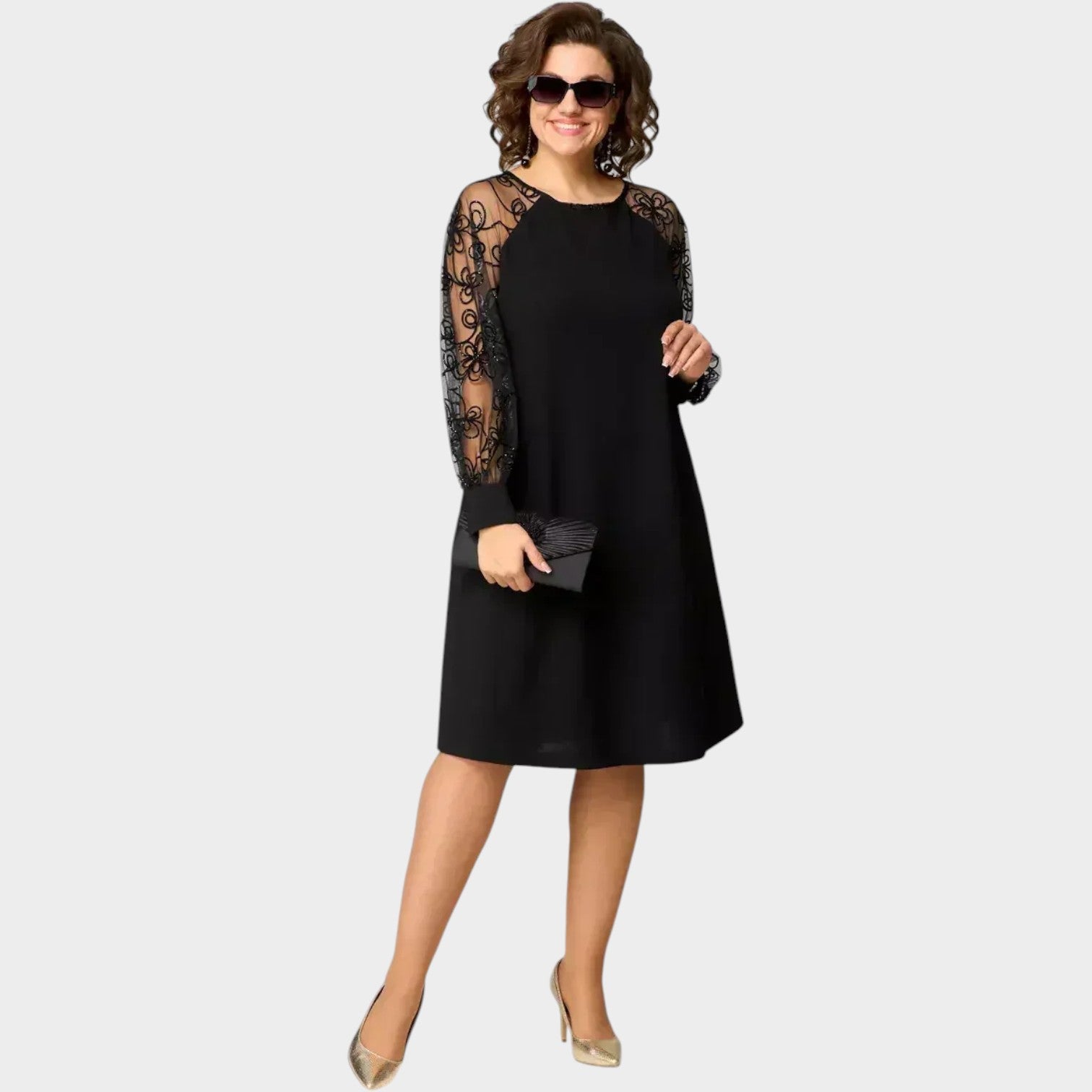 Black Lace Midi Formal Dress