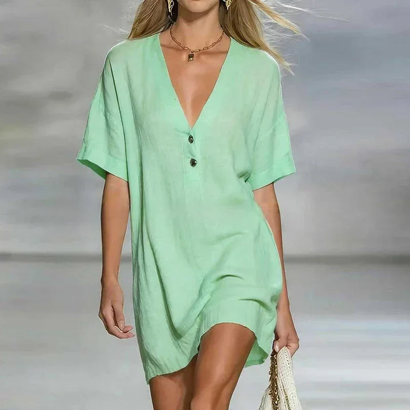 Amelia | Women's V-Neck Short Sleeve Dress