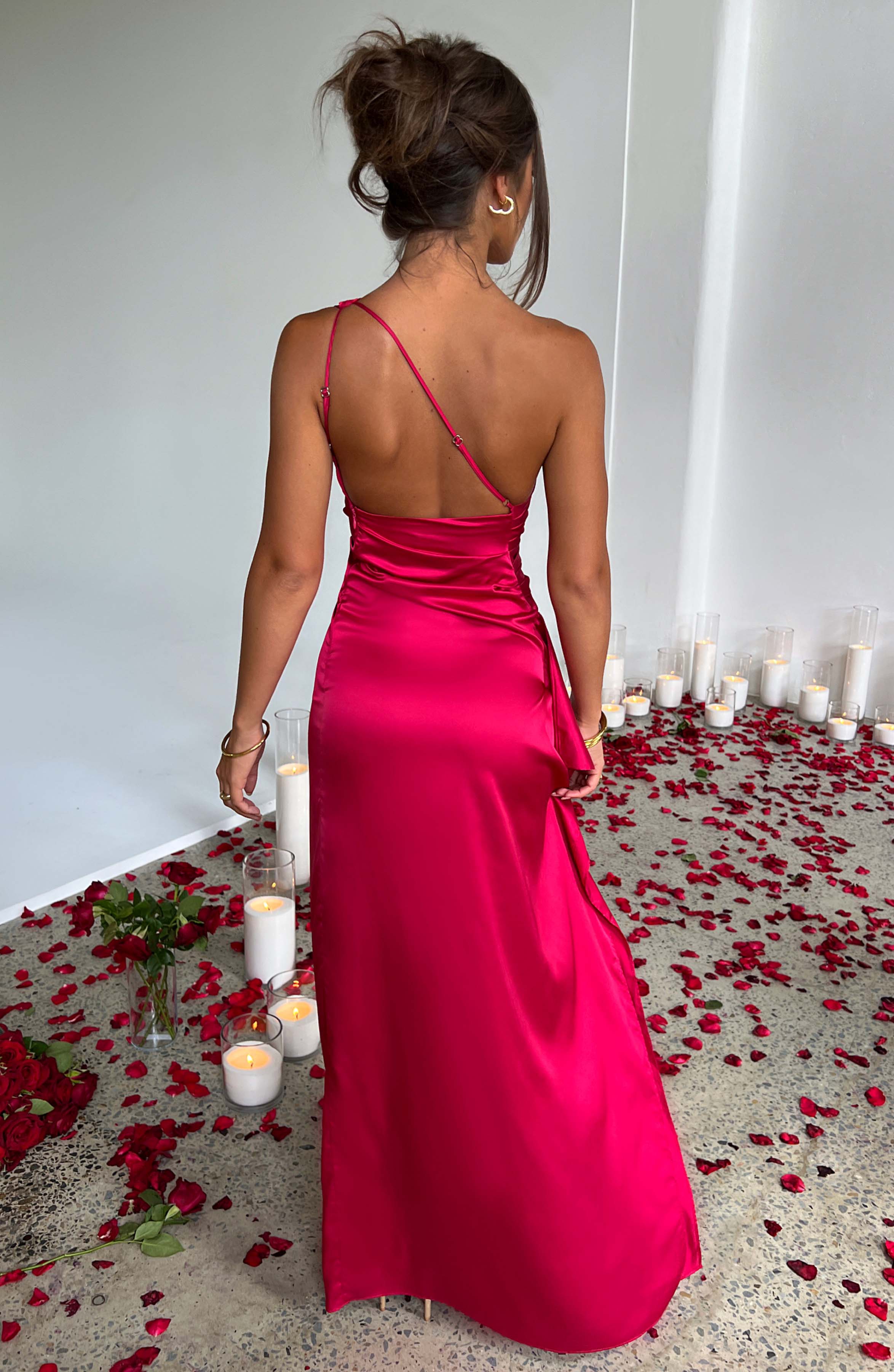 Celeste | Satin One-Shoulder Bodycon Dress for Women - Perfect for Wedding Guests