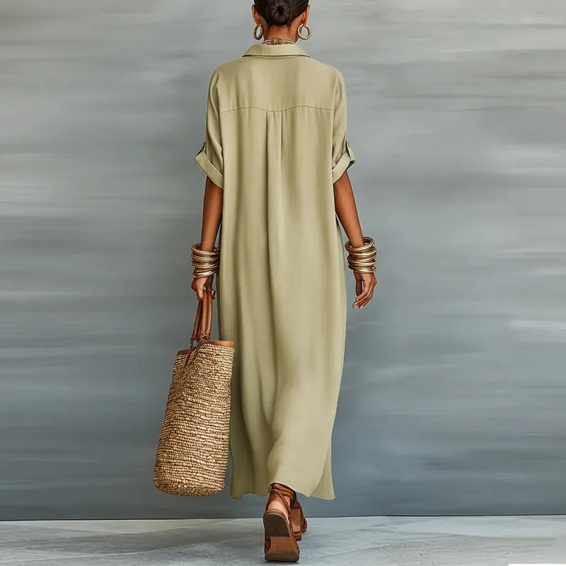 Astoria | Women's Maxi Shirt Dress with Button Front