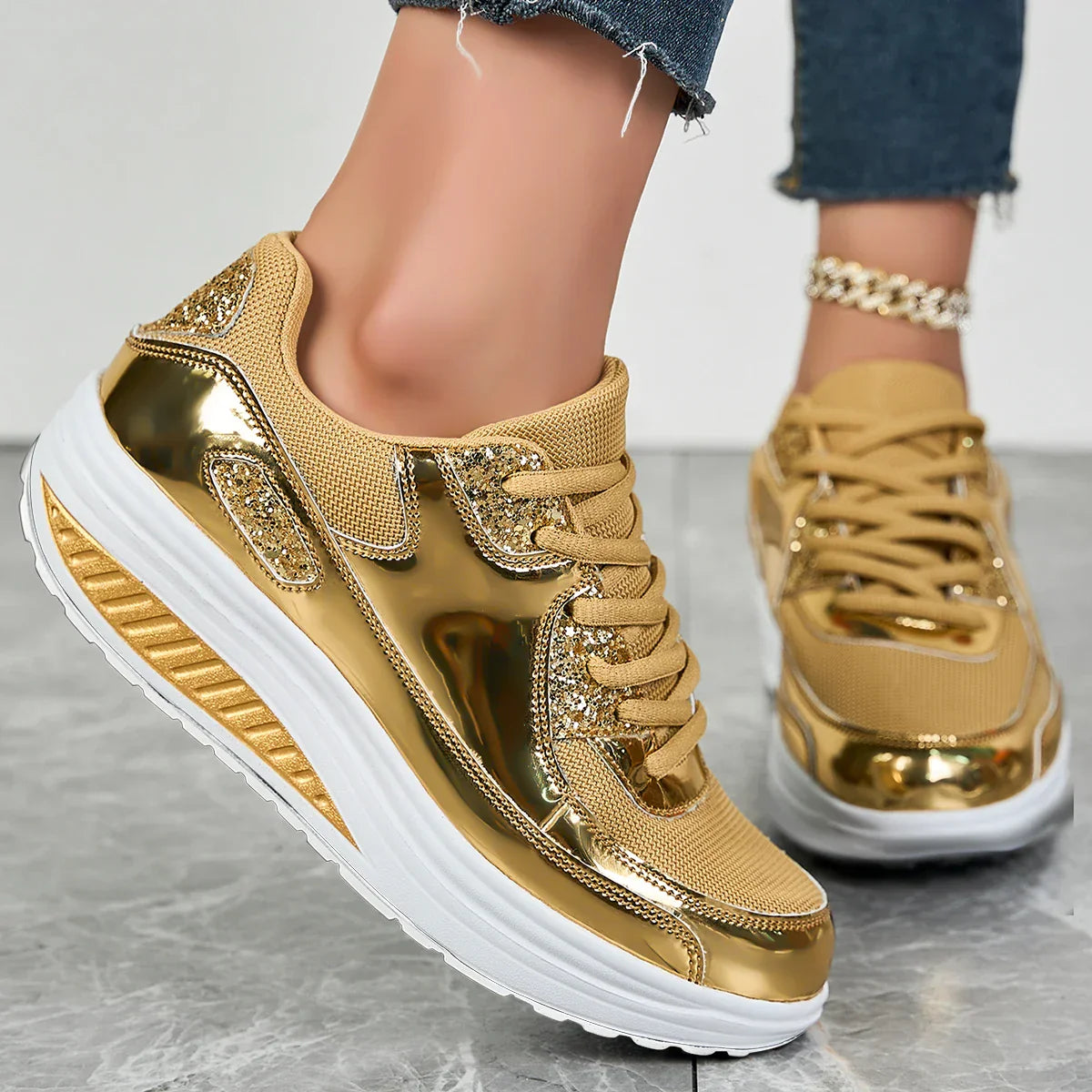 Aurelia | Women's Sparkling Rhinestone Platform Sneakers