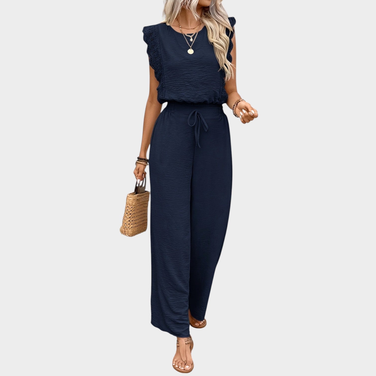 Ruffle Wide Leg Pants Set