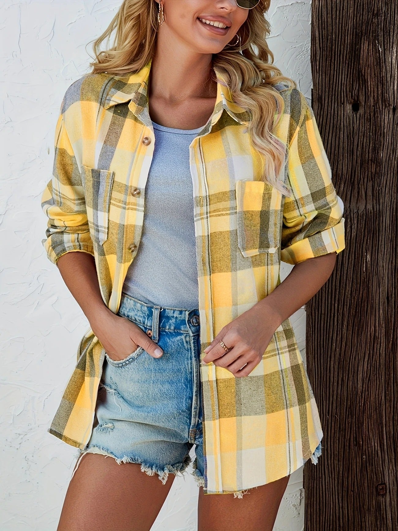 Harper | Women's Oversized Plaid Flannel Shirt with Button Closure