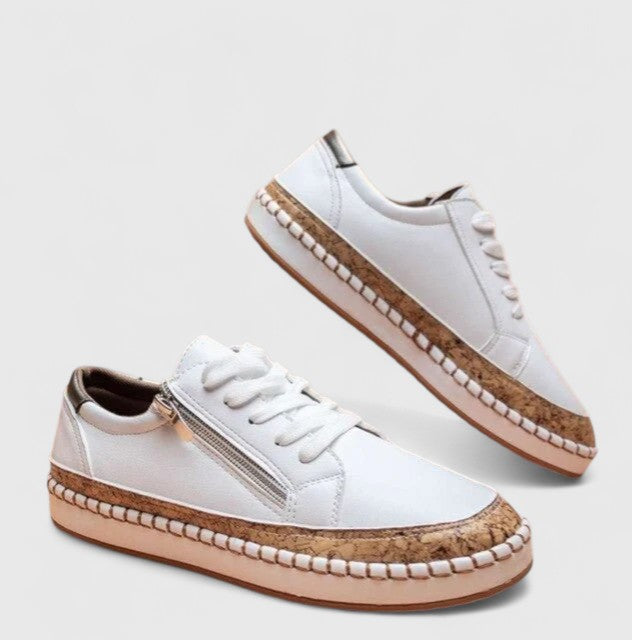 Dahlia | Women's Floral Lace-Up Platform Sneakers with Cork Sole