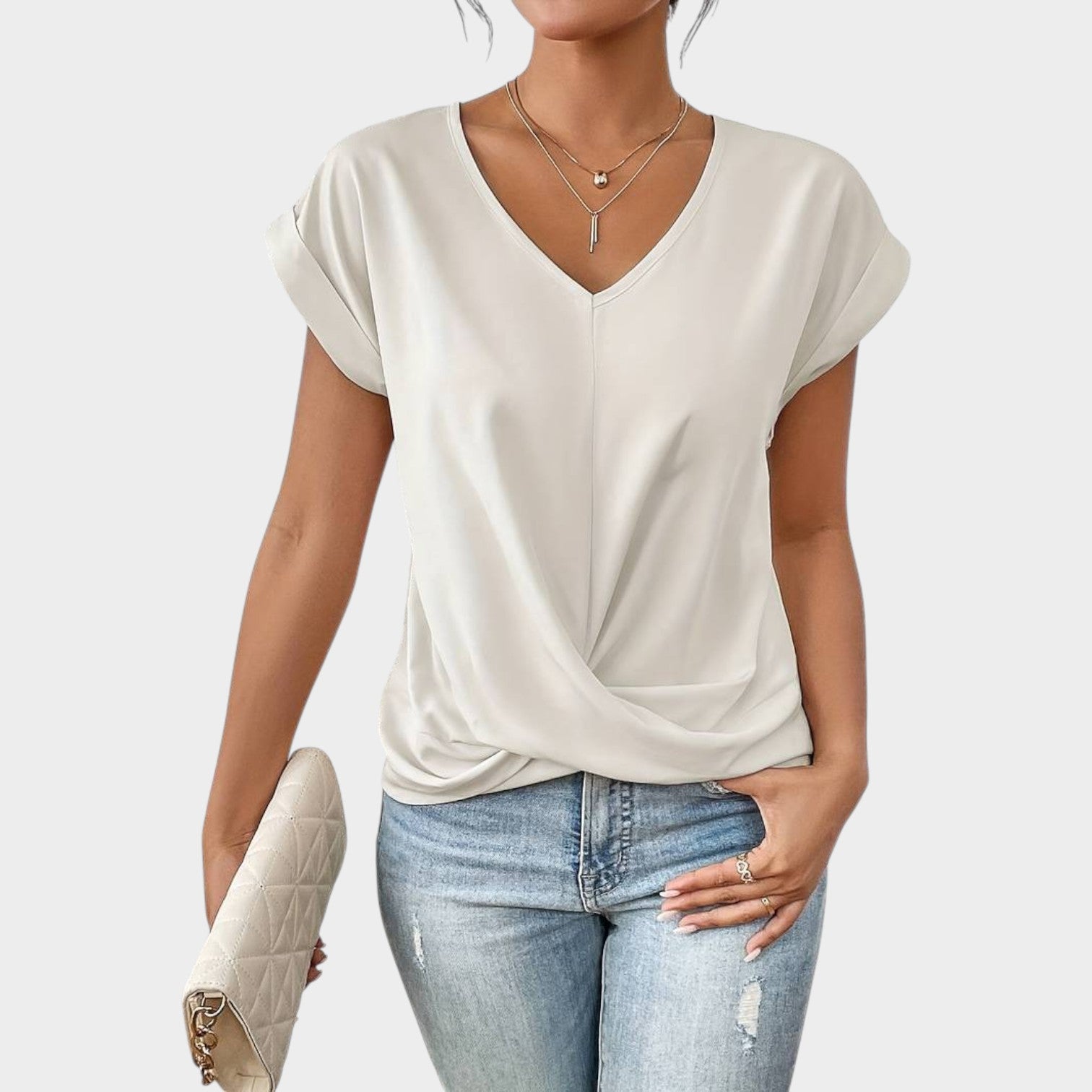 V Neck Short Sleeve Top