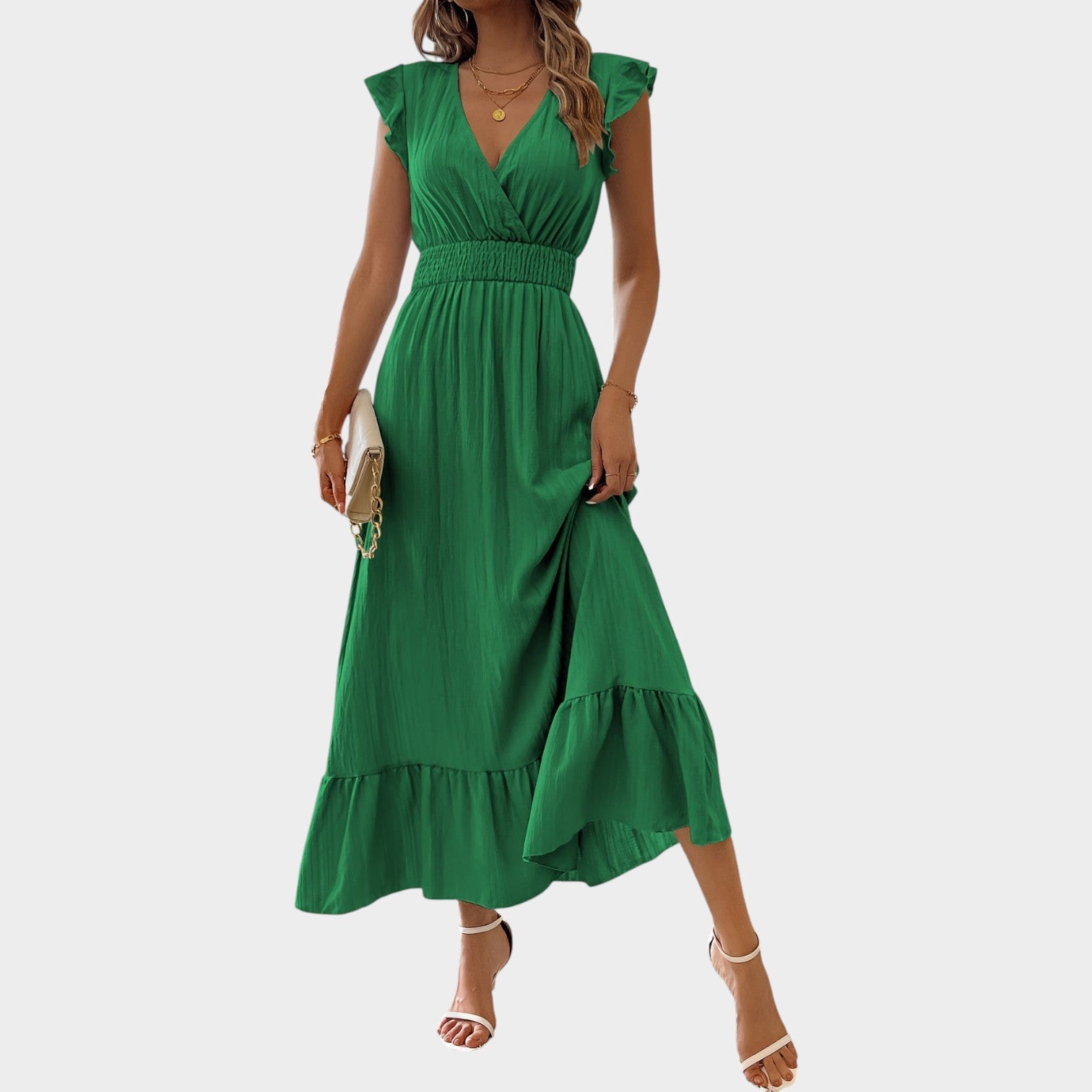 Cocktail Ruffle Wrap Maxi Dress