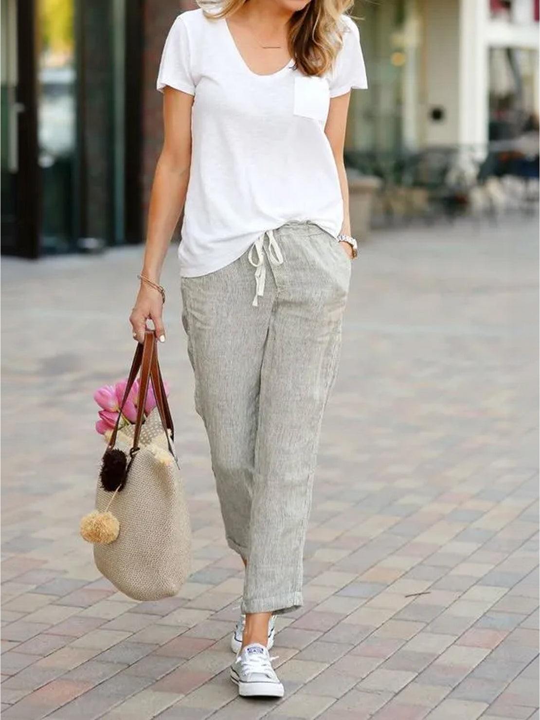 Harper | Women's Straight-Leg Casual Pants with Drawstring