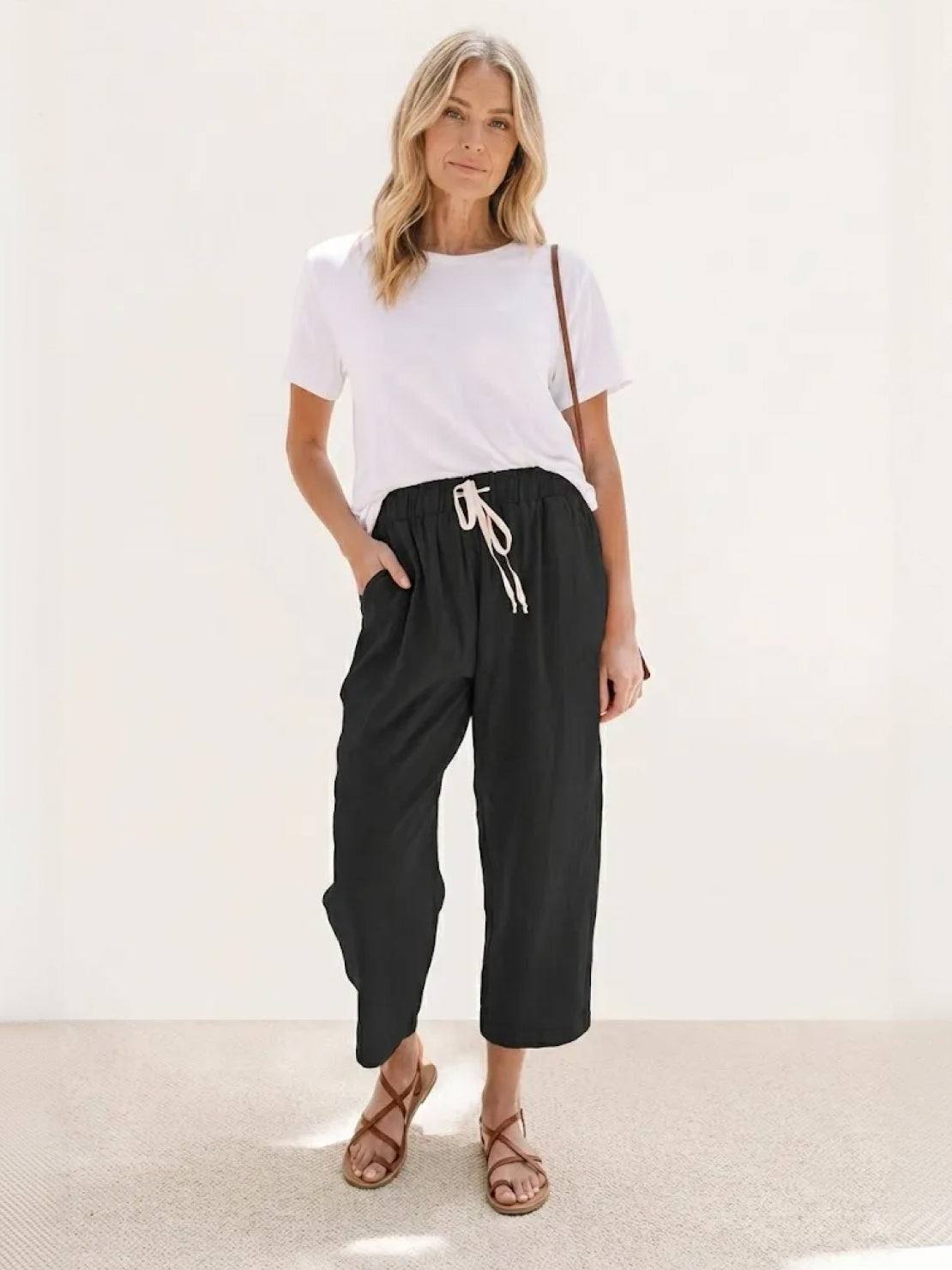 Harper | Women's Straight-Leg Casual Pants with Drawstring