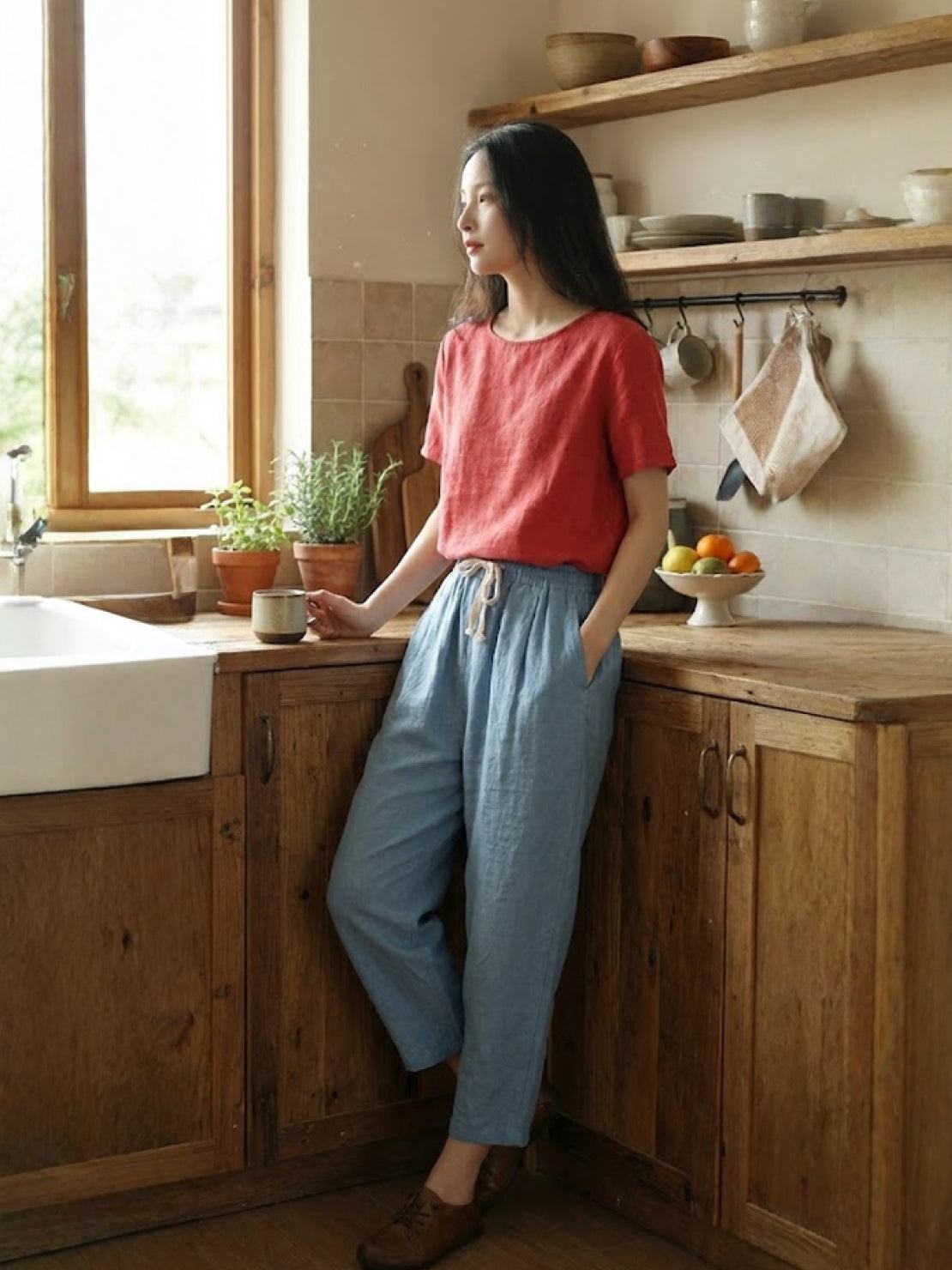 Harper | Women's Straight-Leg Casual Pants with Drawstring
