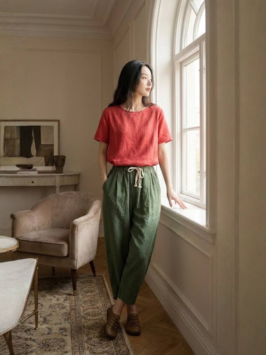 Harper | Women's Straight-Leg Casual Pants with Drawstring