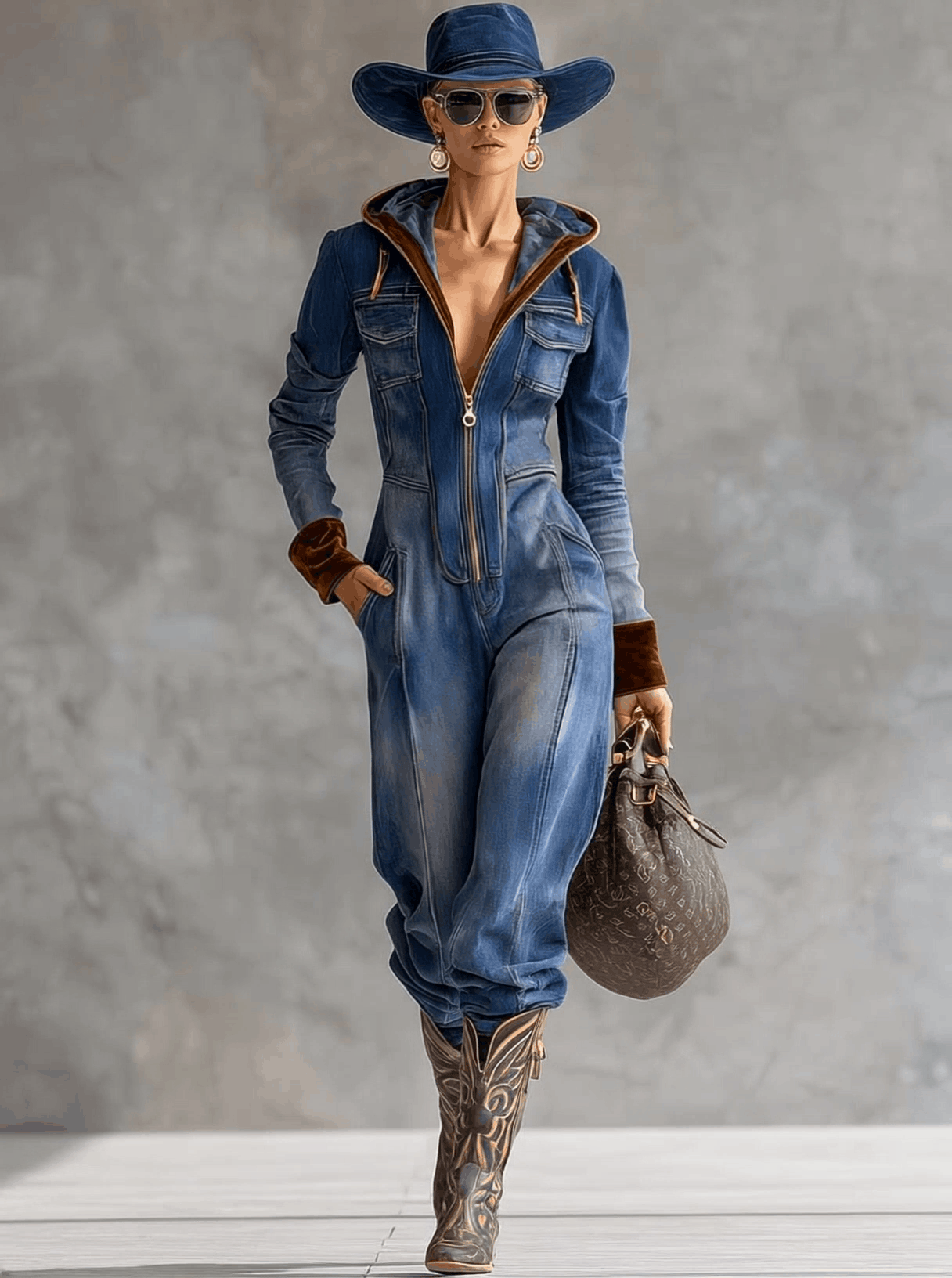 Brenna | Women's Long Sleeve Hooded Zip-Up Jumpsuit