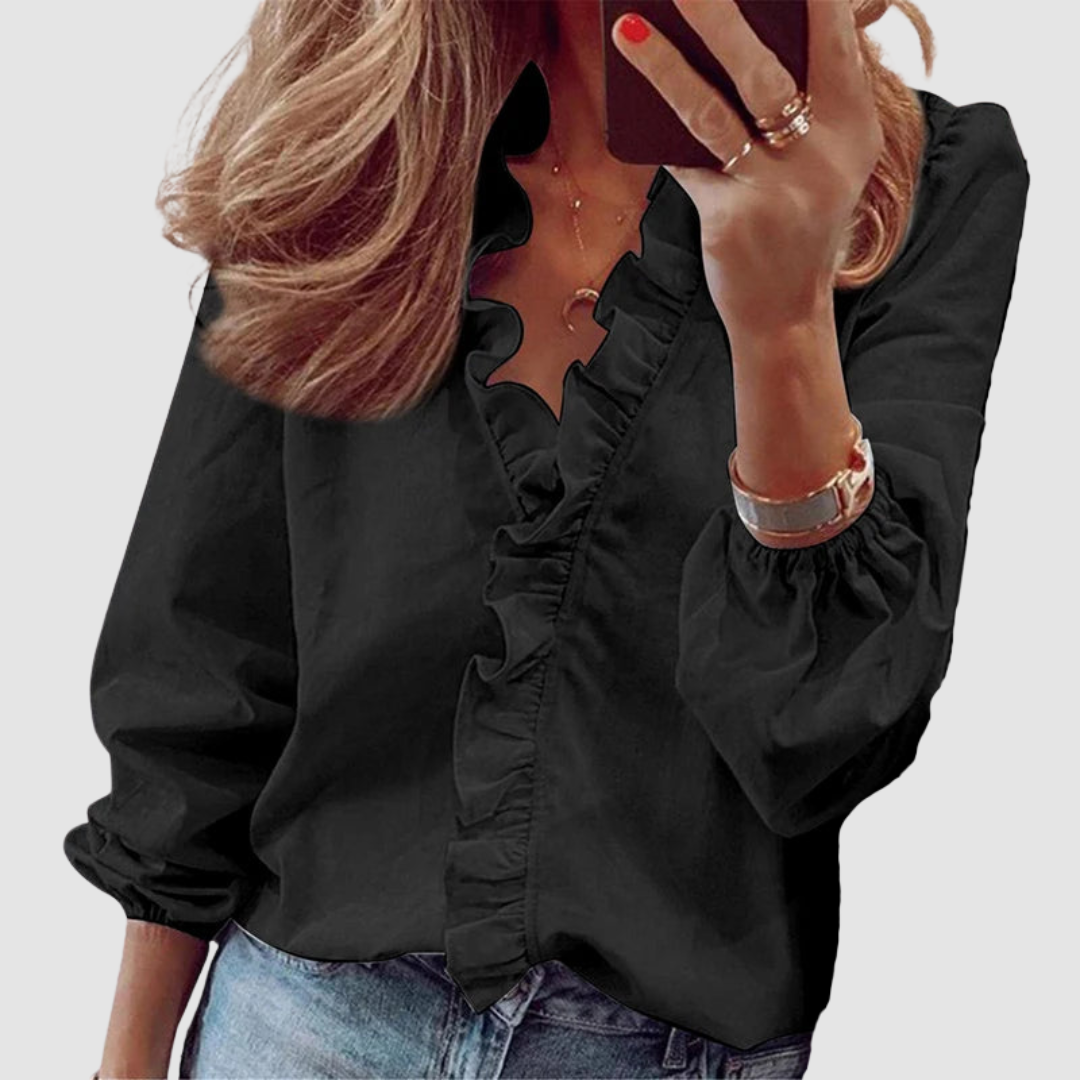 Brielle | Women's Long Sleeve Blouse with Floral Ruffles