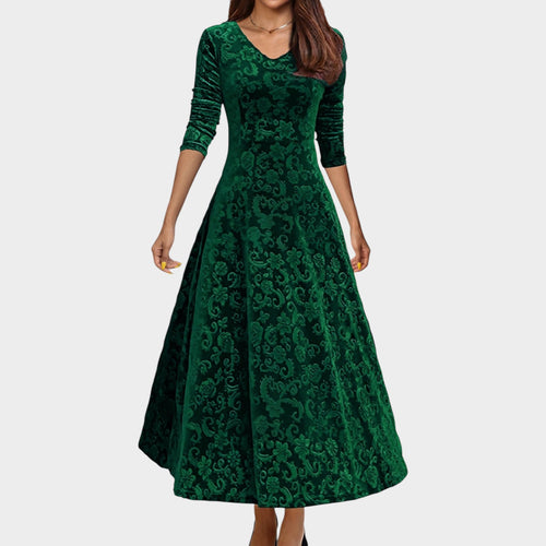 Velvet Lace Midi Formal Dress